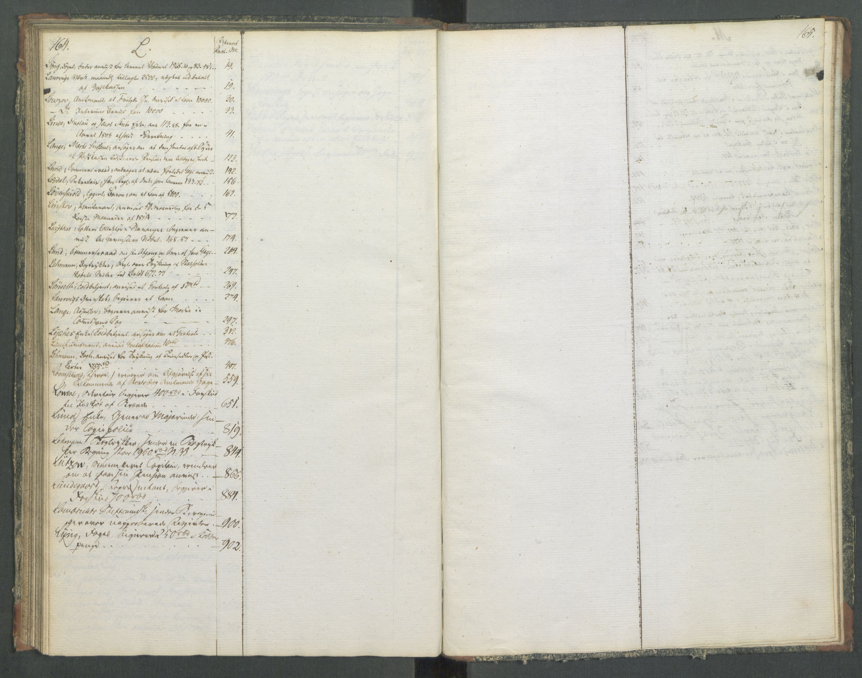 Departementene i 1814, RA/S-3899/Fa/L0014: Bokholderkontoret - Register til journalen, 1814-1815, p. 164-165