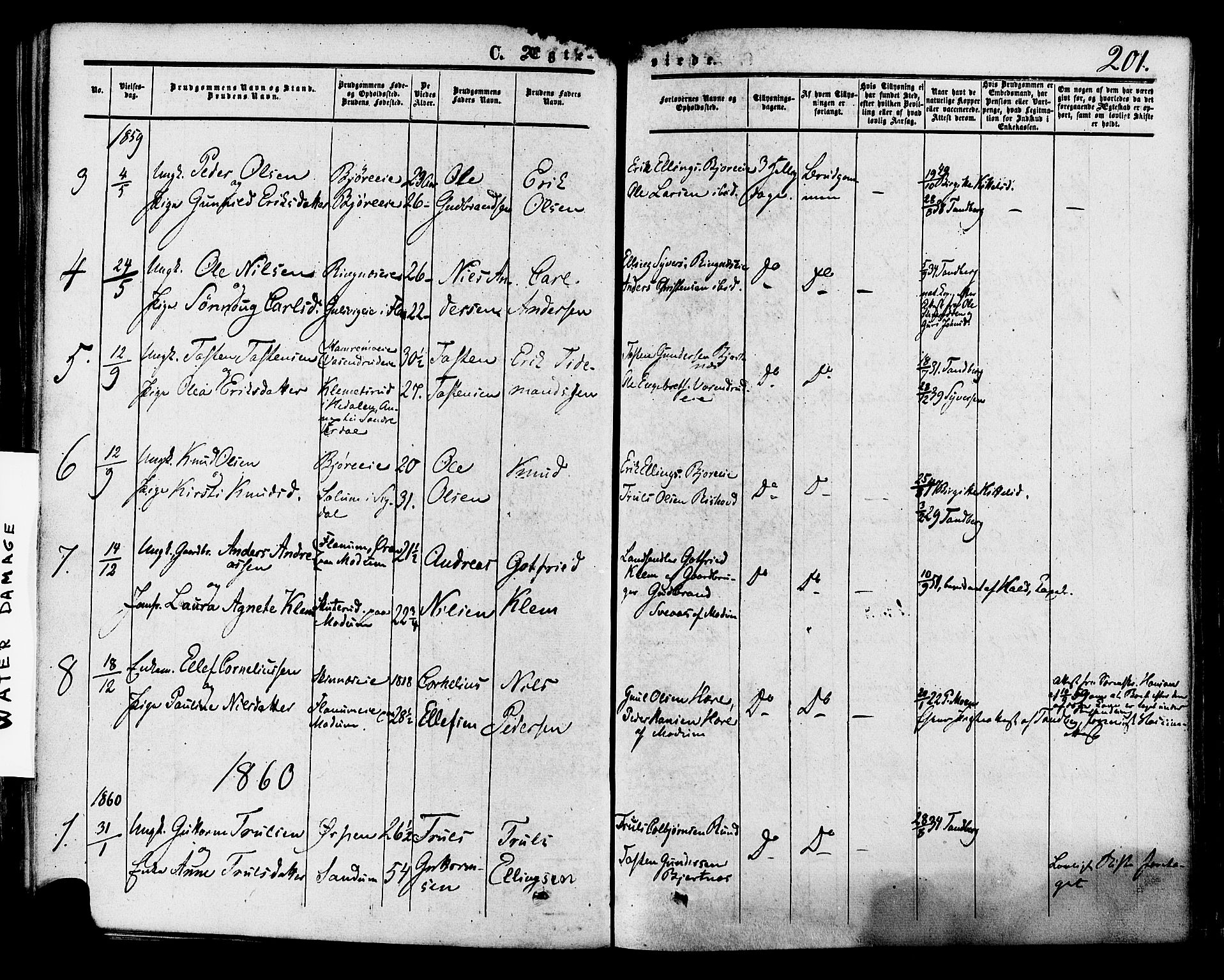 Krødsherad kirkebøker, SAKO/A-19/F/Fa/L0003: Parish register (official) no. 3, 1851-1872, p. 201