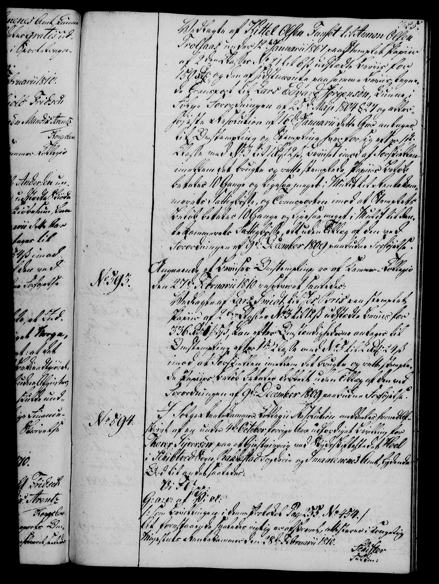 Rentekammeret, Kammerkanselliet, RA/EA-3111/G/Gg/Gga/L0019: Norsk ekspedisjonsprotokoll med register (merket RK 53.19), 1807-1810, p. 325