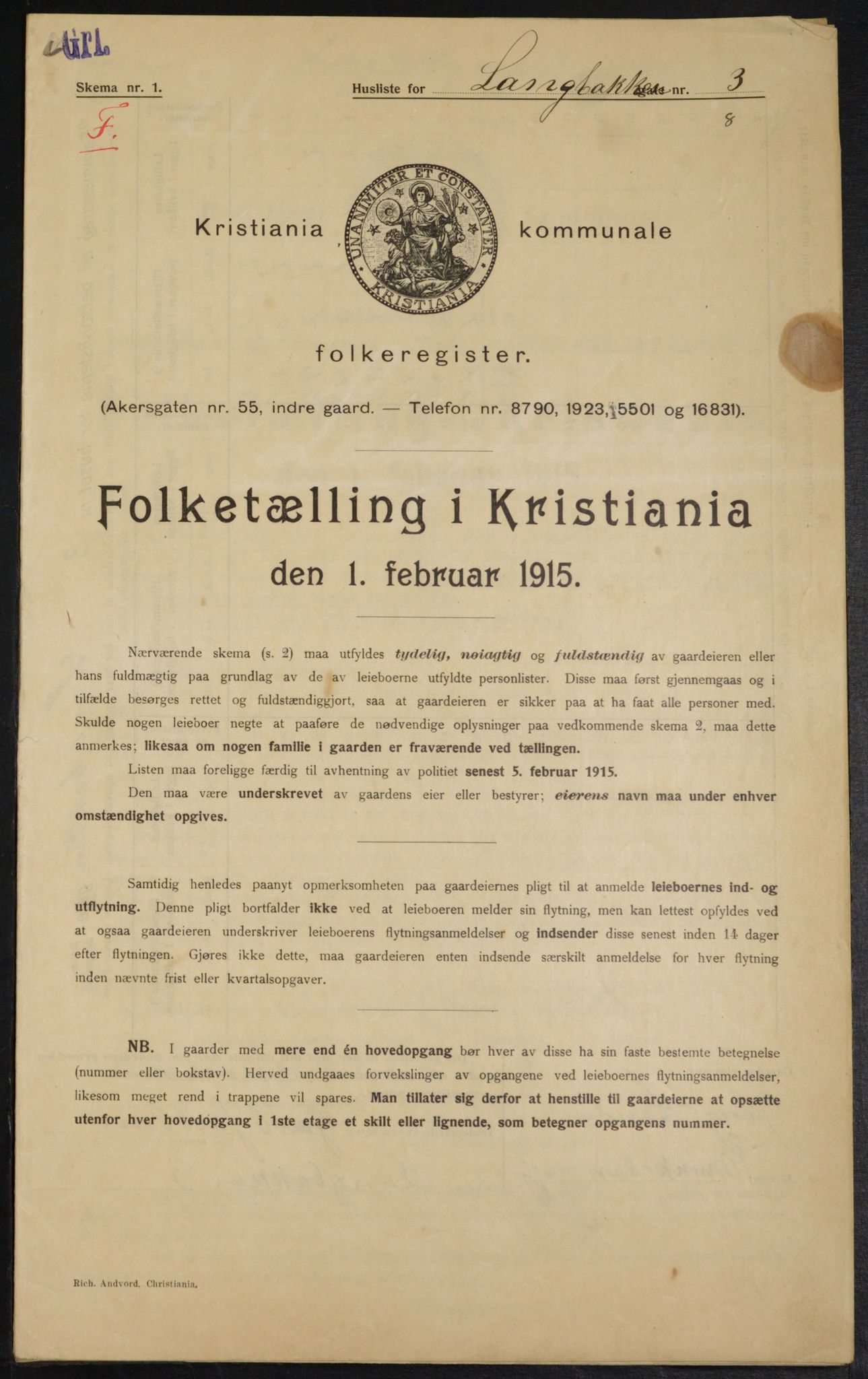 OBA, Municipal Census 1915 for Kristiania, 1915, p. 55780