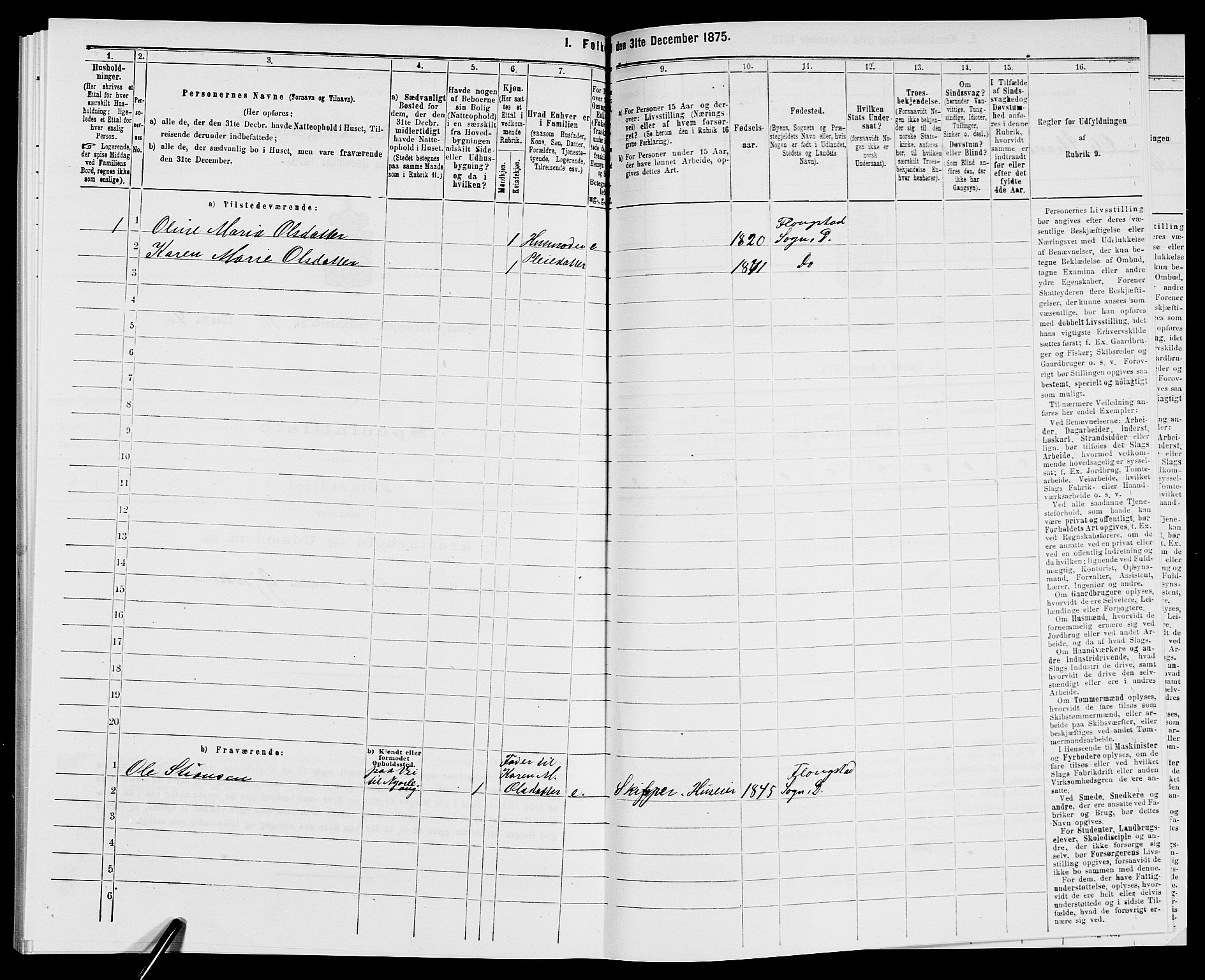 SAK, 1875 census for 0915P Dypvåg, 1875, p. 1400