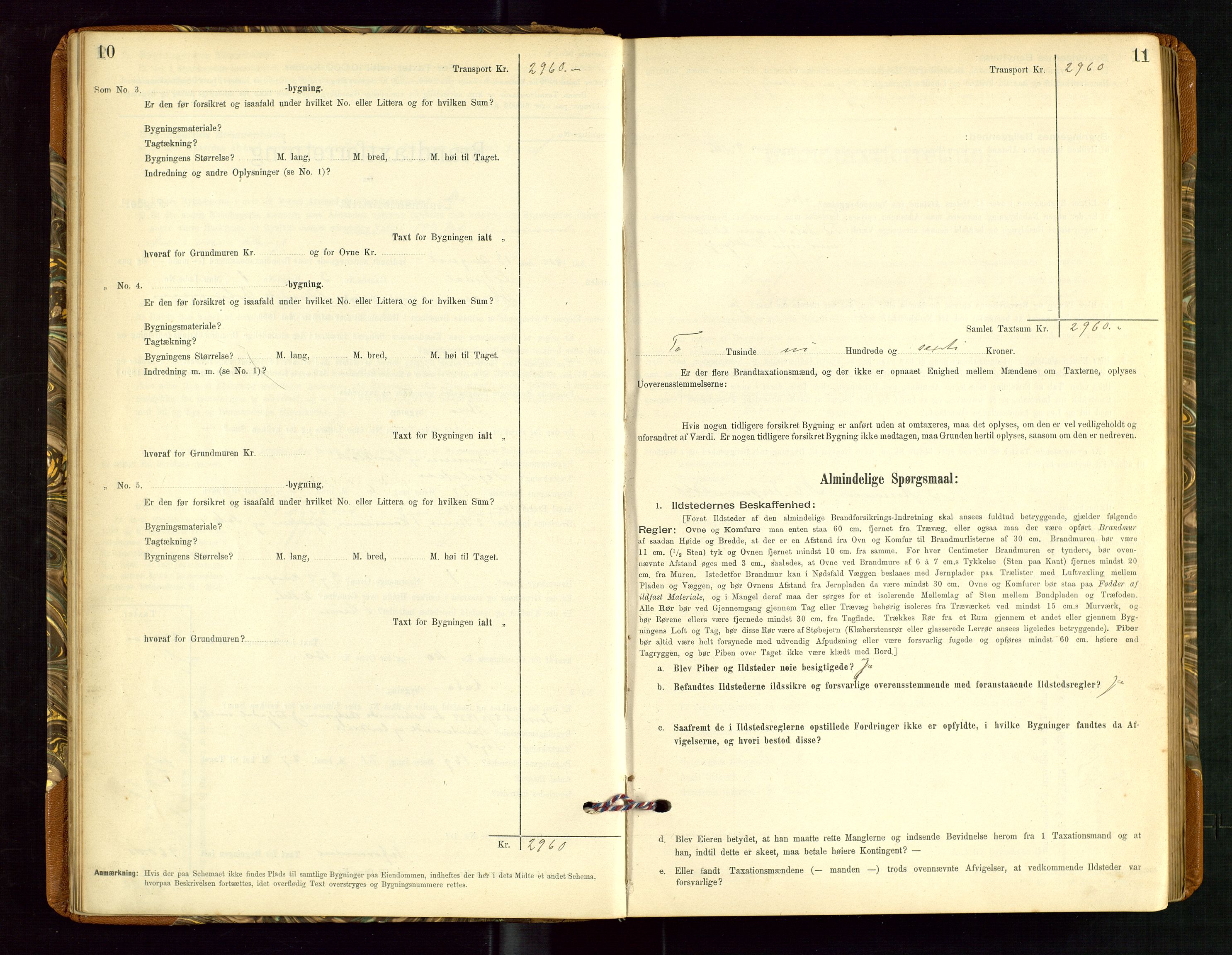 Torvestad lensmannskontor, AV/SAST-A-100307/1/Gob/L0002: "Brandtakstprotokol for Lensmanden i Torvestad", 1900-1905, p. 10-11