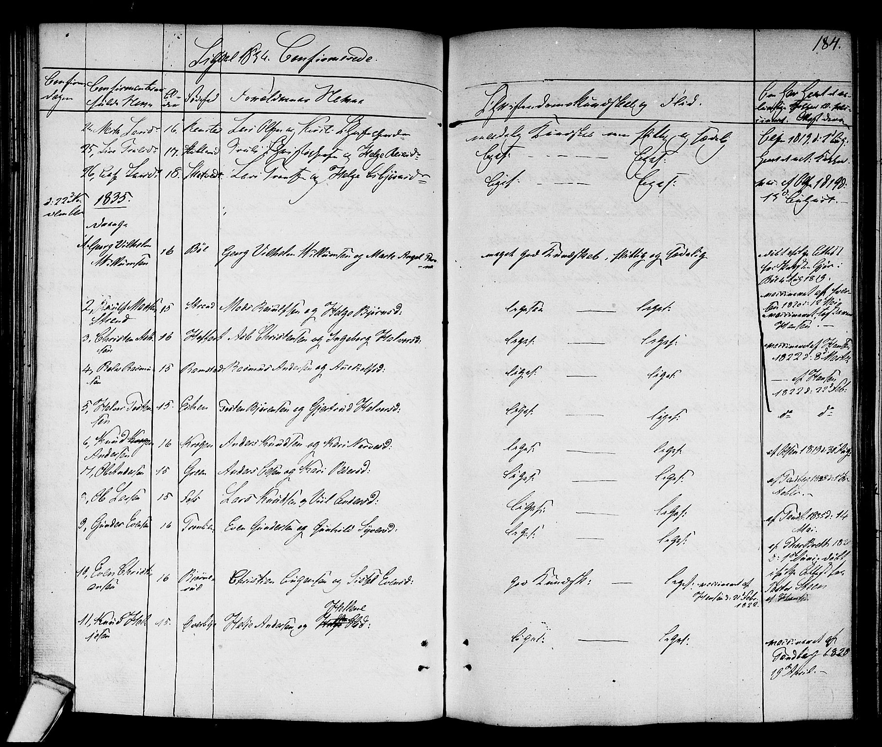 Sigdal kirkebøker, SAKO/A-245/F/Fa/L0006: Parish register (official) no. I 6 /1, 1829-1843, p. 184