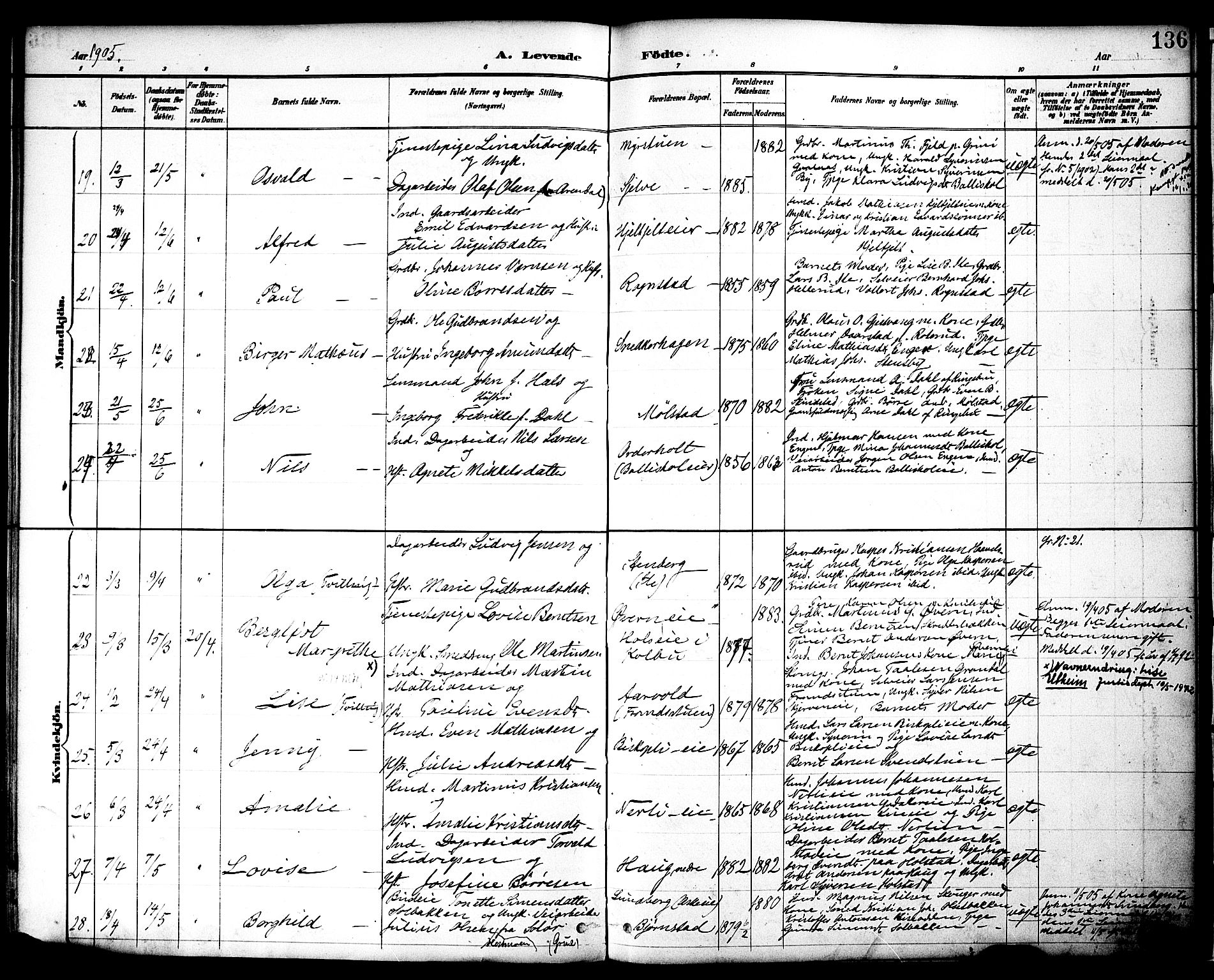 Nes prestekontor, Hedmark, AV/SAH-PREST-020/K/Ka/L0009: Parish register (official) no. 9, 1887-1905, p. 136