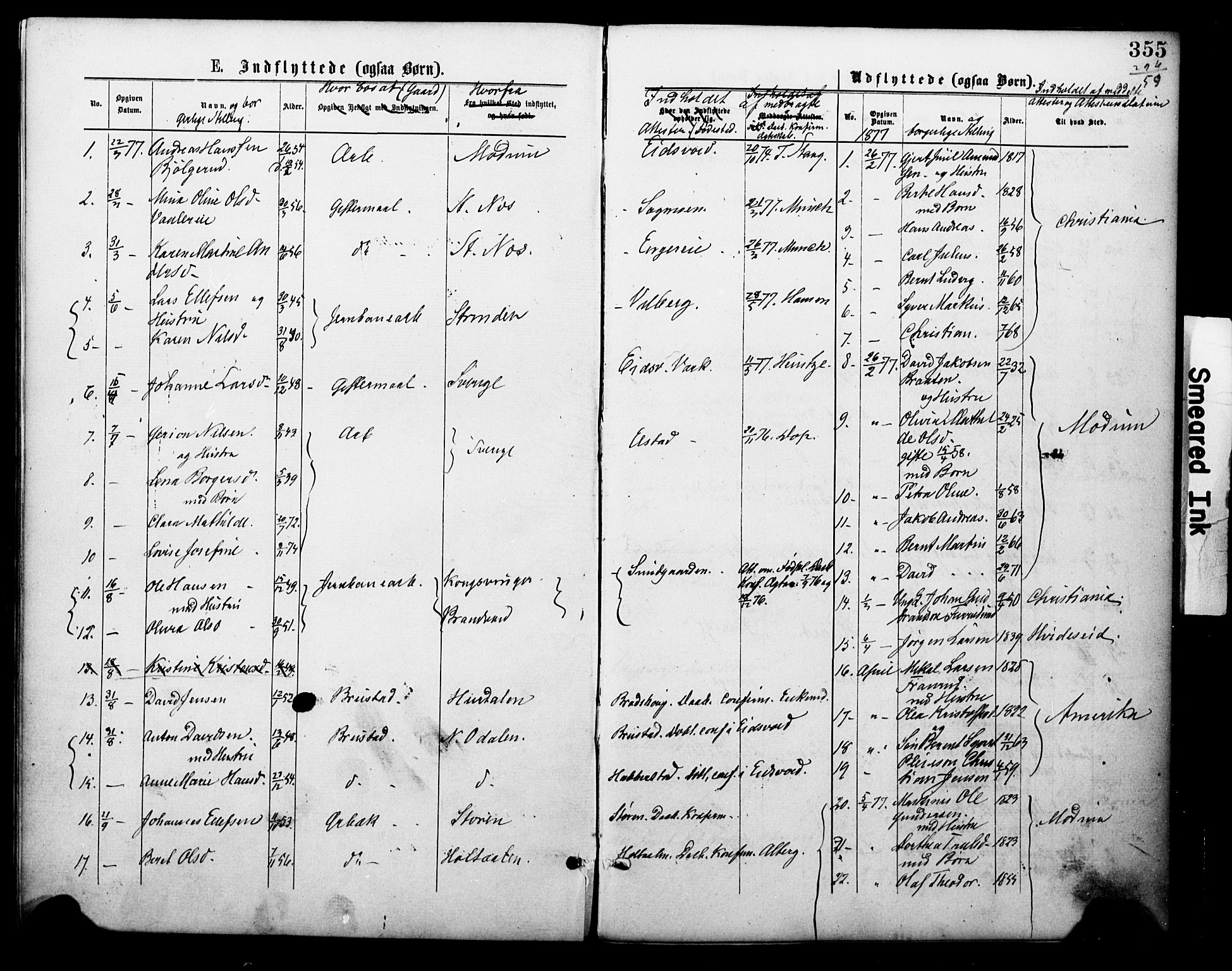 Eidsvoll prestekontor Kirkebøker, SAO/A-10888/F/Fa/L0001: Parish register (official) no. I 1, 1877-1881, p. 355