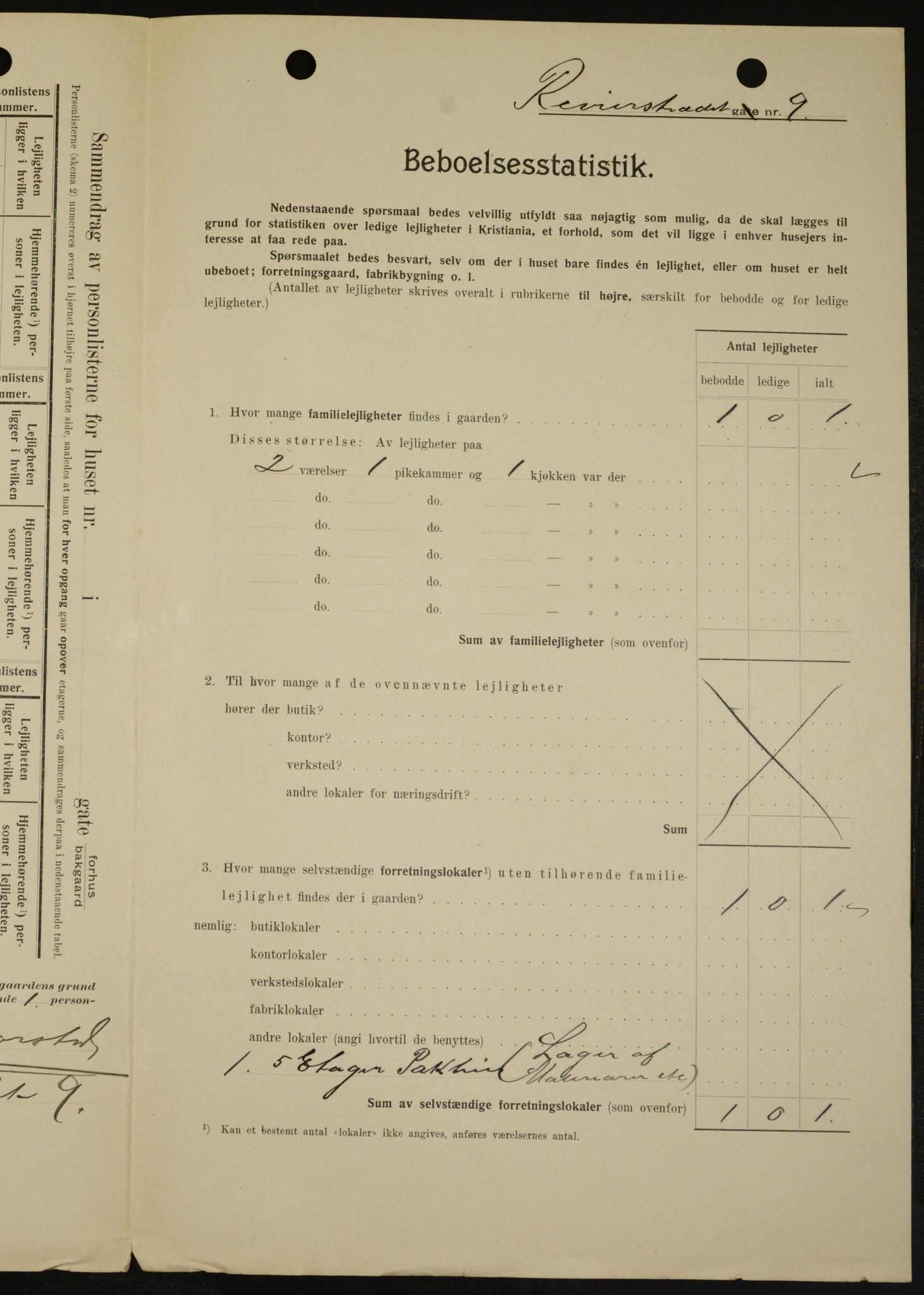 OBA, Municipal Census 1909 for Kristiania, 1909, p. 75212