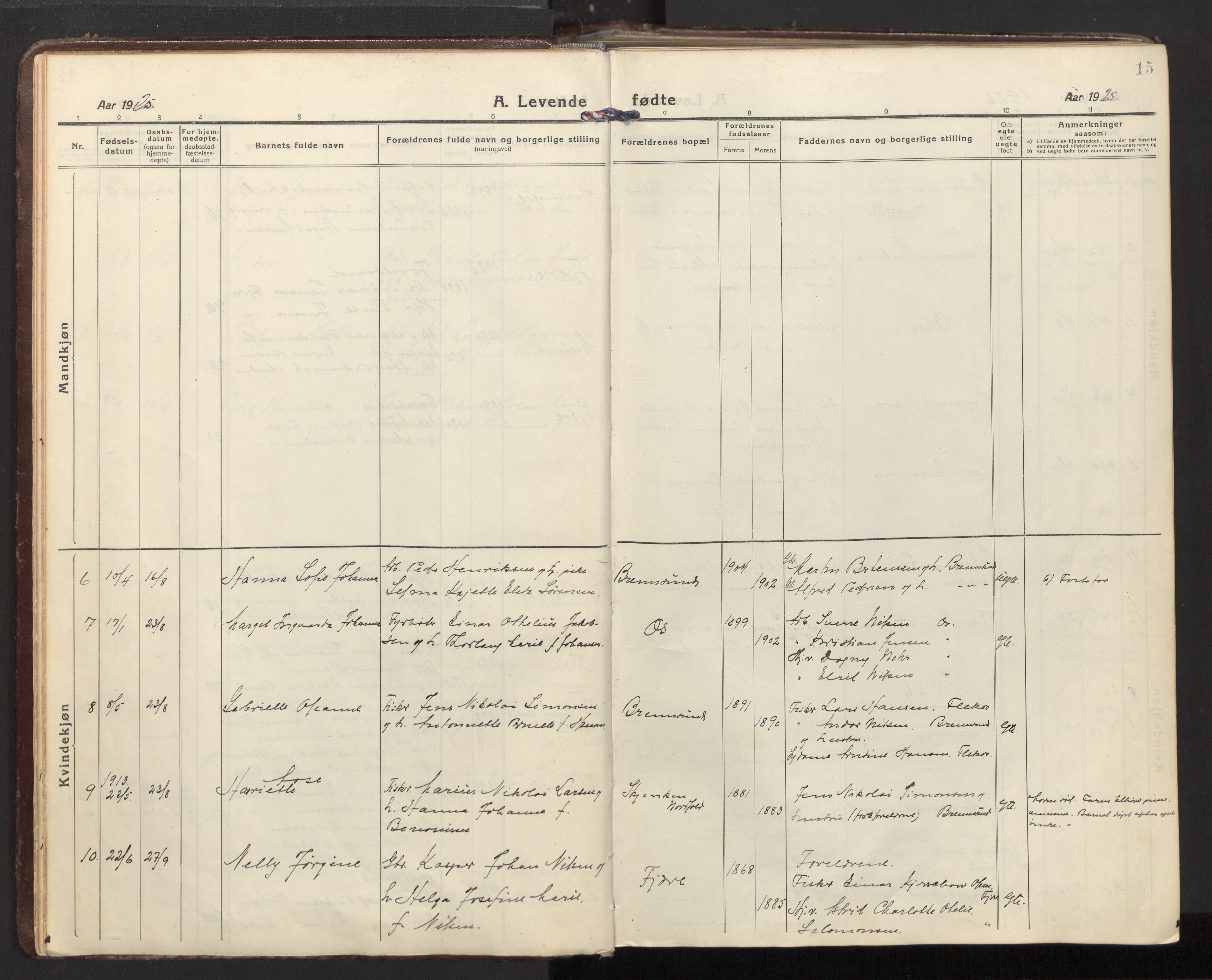 Ministerialprotokoller, klokkerbøker og fødselsregistre - Nordland, AV/SAT-A-1459/803/L0073: Parish register (official) no. 803A03, 1920-1955, p. 15