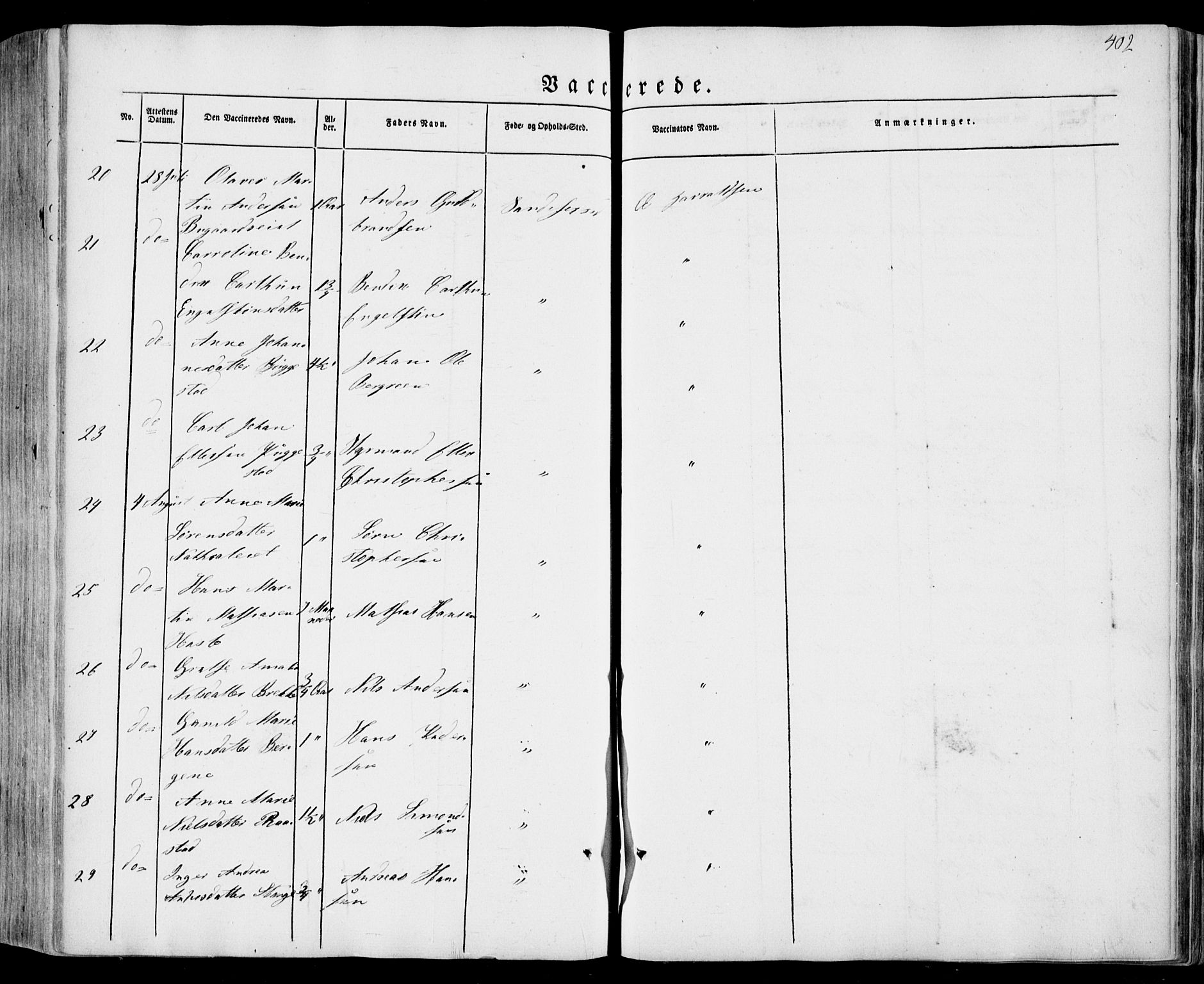 Sandar kirkebøker, AV/SAKO-A-243/F/Fa/L0006: Parish register (official) no. 6, 1847-1860, p. 402