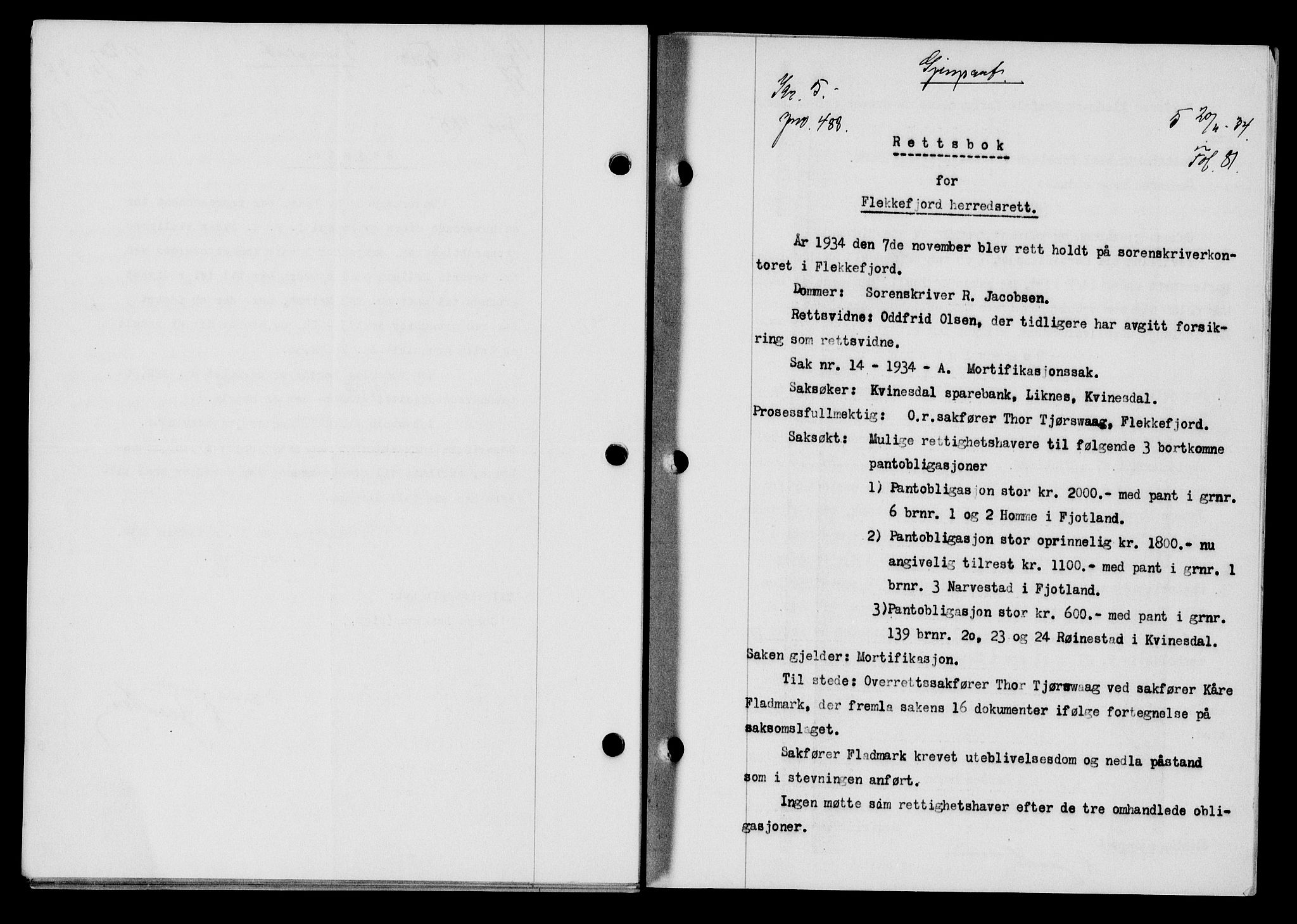 Flekkefjord sorenskriveri, SAK/1221-0001/G/Gb/Gba/L0051: Mortgage book no. 47, 1934-1935, Deed date: 20.11.1934