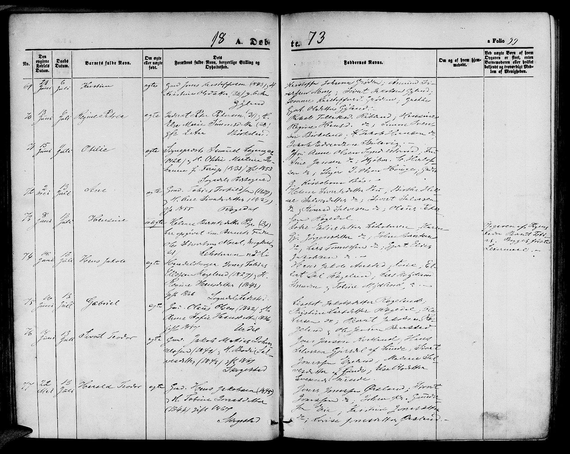 Sokndal sokneprestkontor, AV/SAST-A-101808: Parish register (copy) no. B 3, 1865-1879, p. 99