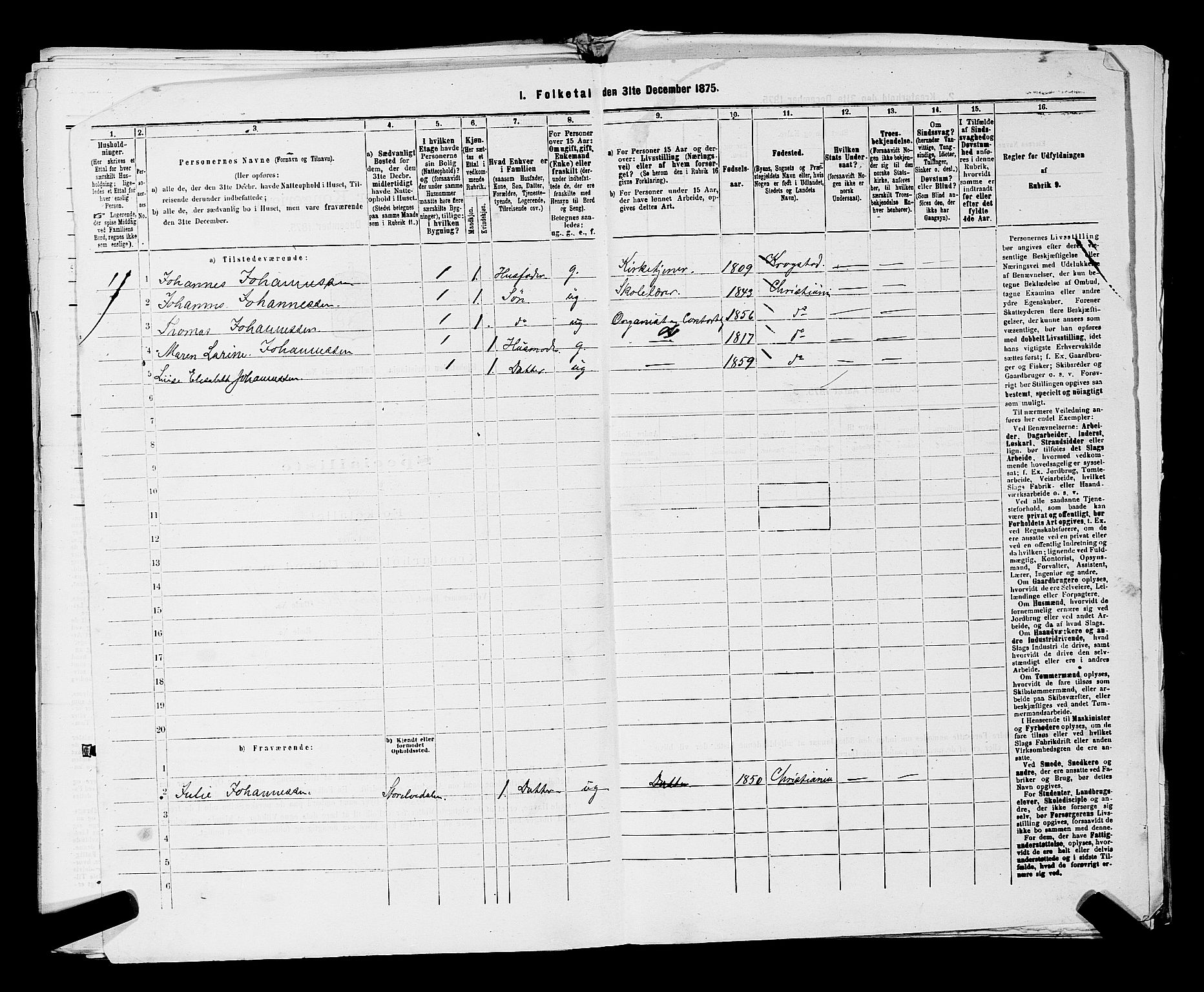 RA, 1875 census for 0301 Kristiania, 1875, p. 8980