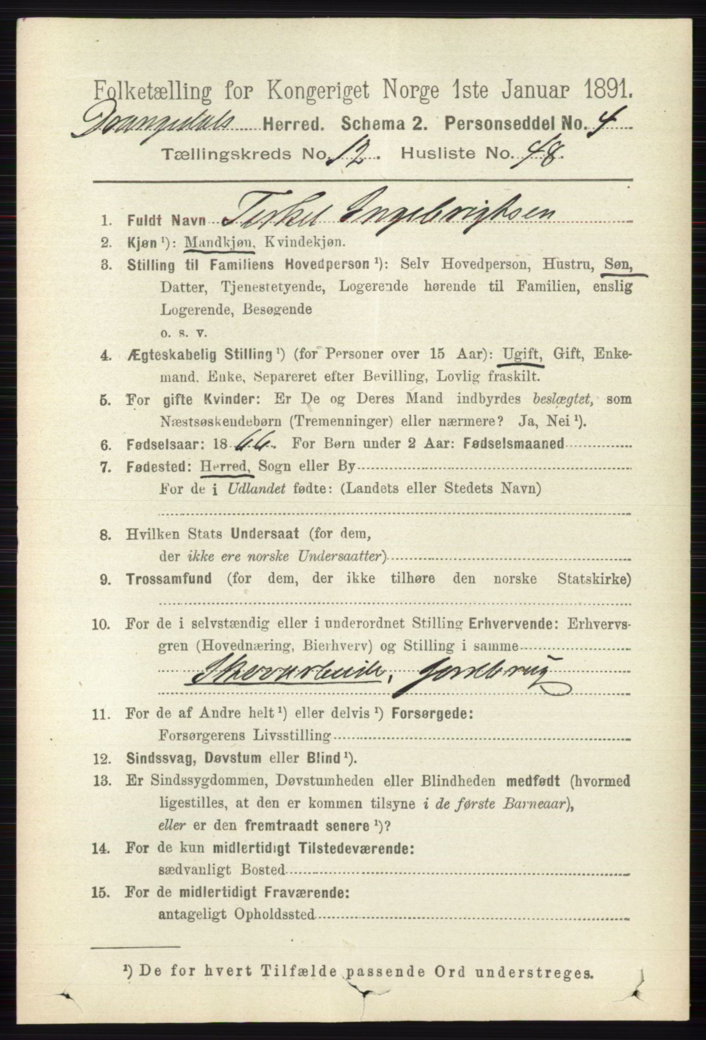 RA, 1891 census for 0817 Drangedal, 1891, p. 4668