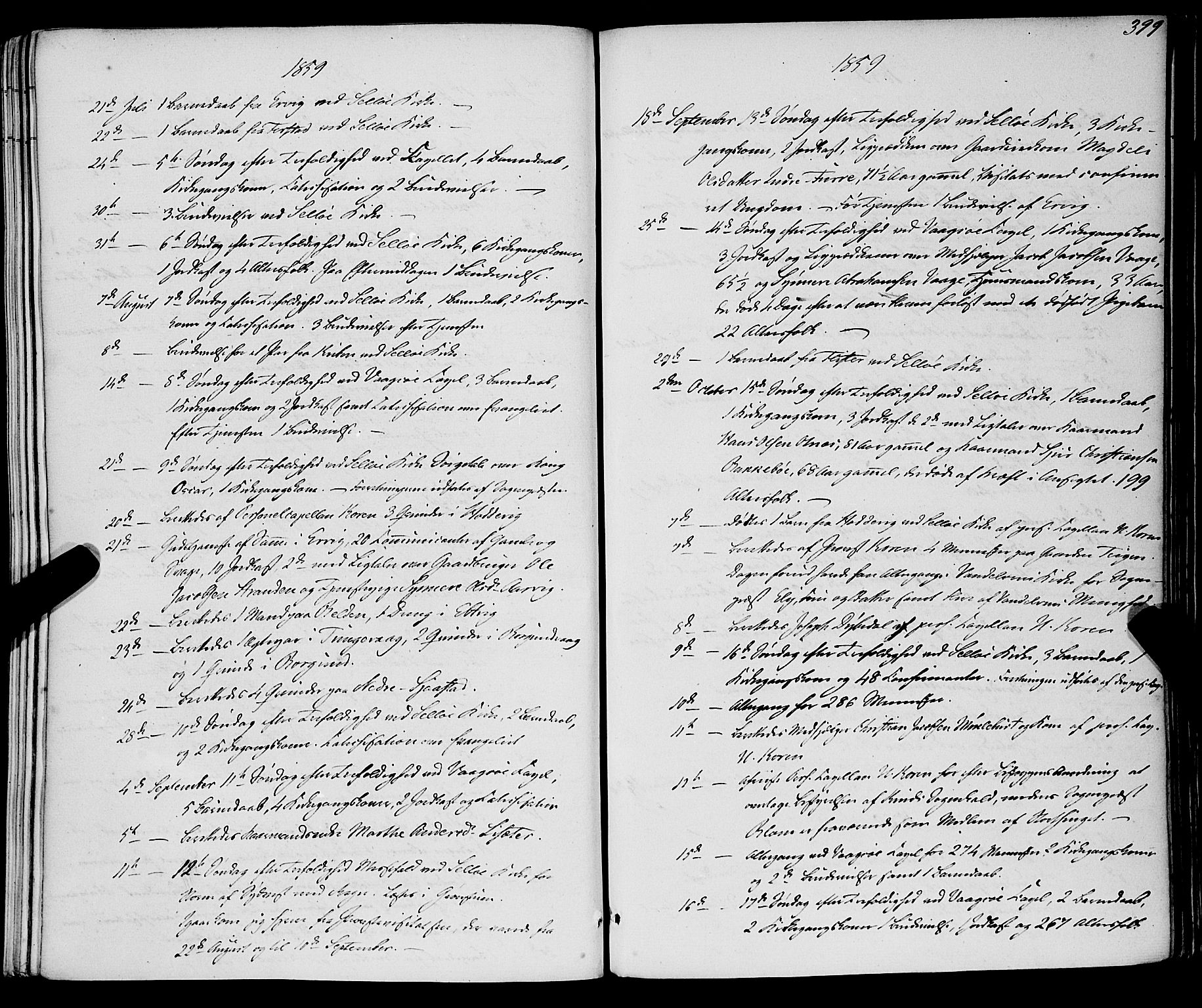 Selje sokneprestembete, AV/SAB-A-99938/H/Ha/Haa/Haaa: Parish register (official) no. A 11, 1858-1870, p. 399