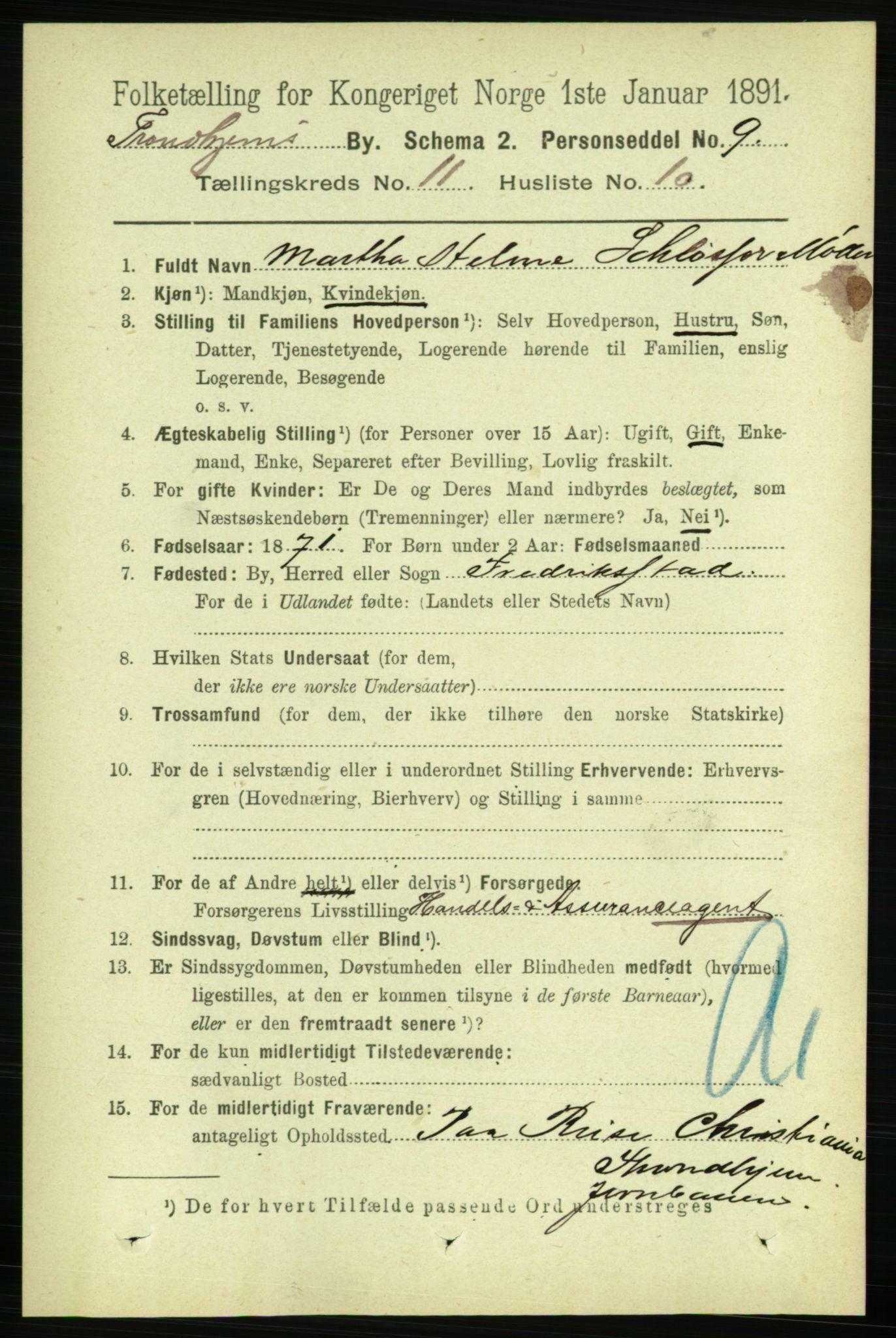 RA, 1891 census for 1601 Trondheim, 1891, p. 9313