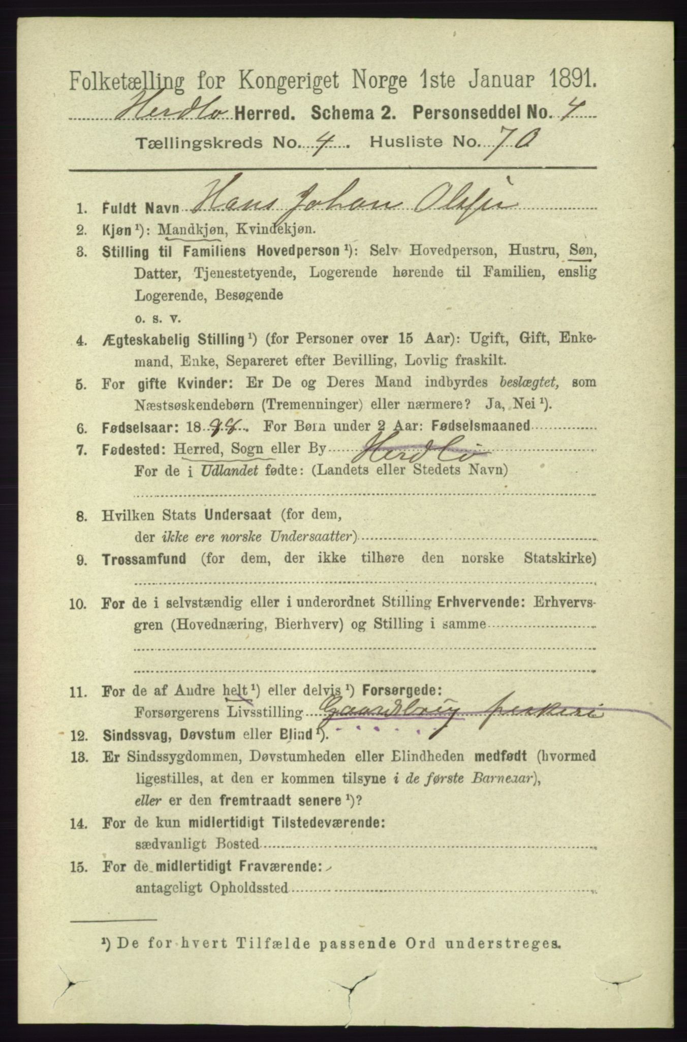 RA, 1891 census for 1258 Herdla, 1891, p. 1994