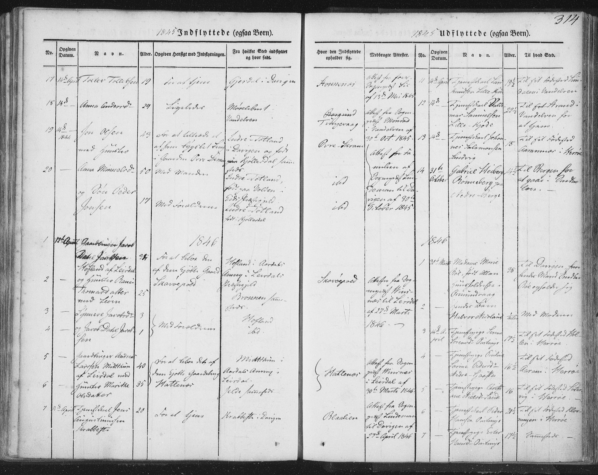Selje sokneprestembete, AV/SAB-A-99938/H/Ha/Haa/Haaa: Parish register (official) no. A 10, 1844-1858, p. 314