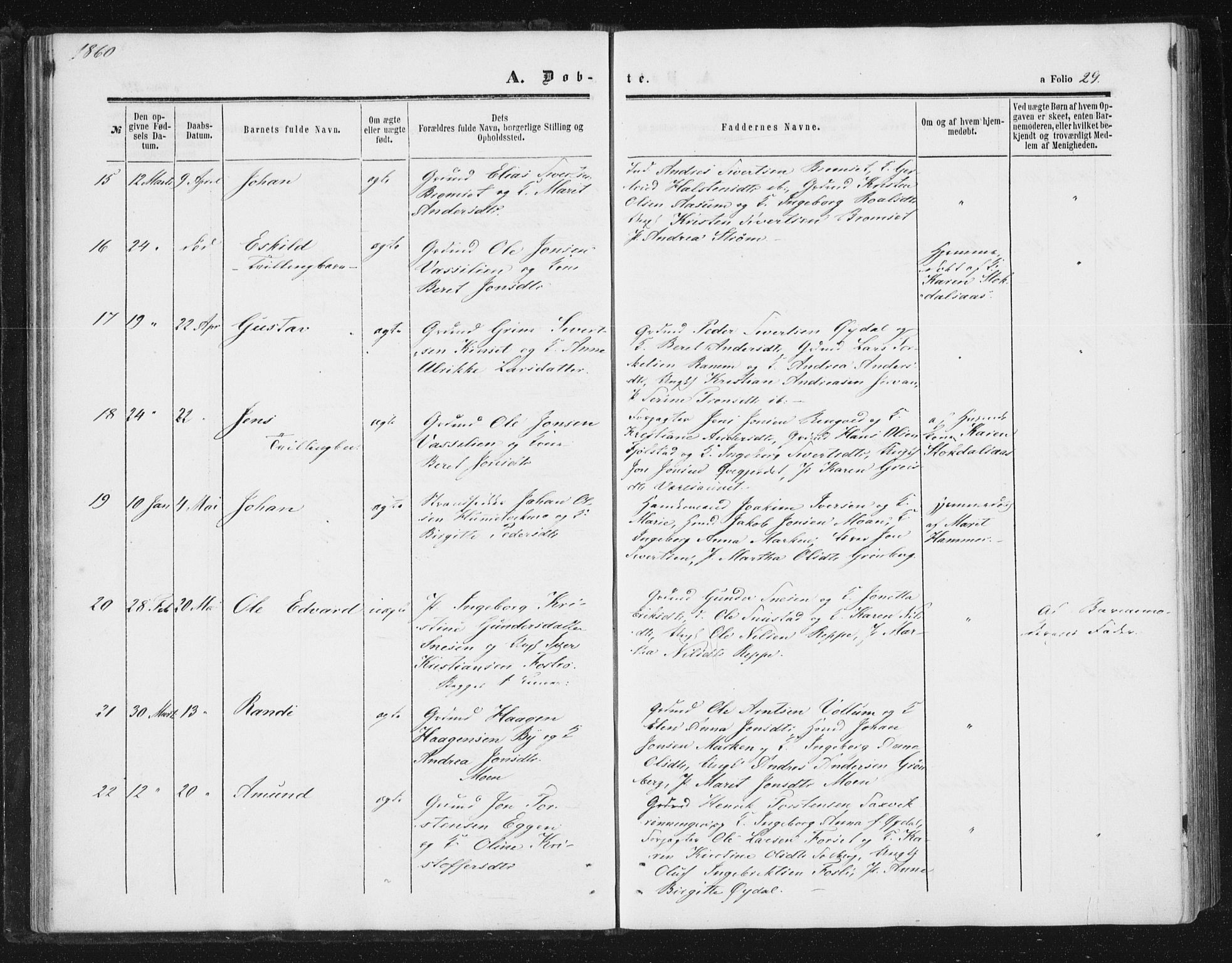 Ministerialprotokoller, klokkerbøker og fødselsregistre - Sør-Trøndelag, AV/SAT-A-1456/616/L0408: Parish register (official) no. 616A05, 1857-1865, p. 29