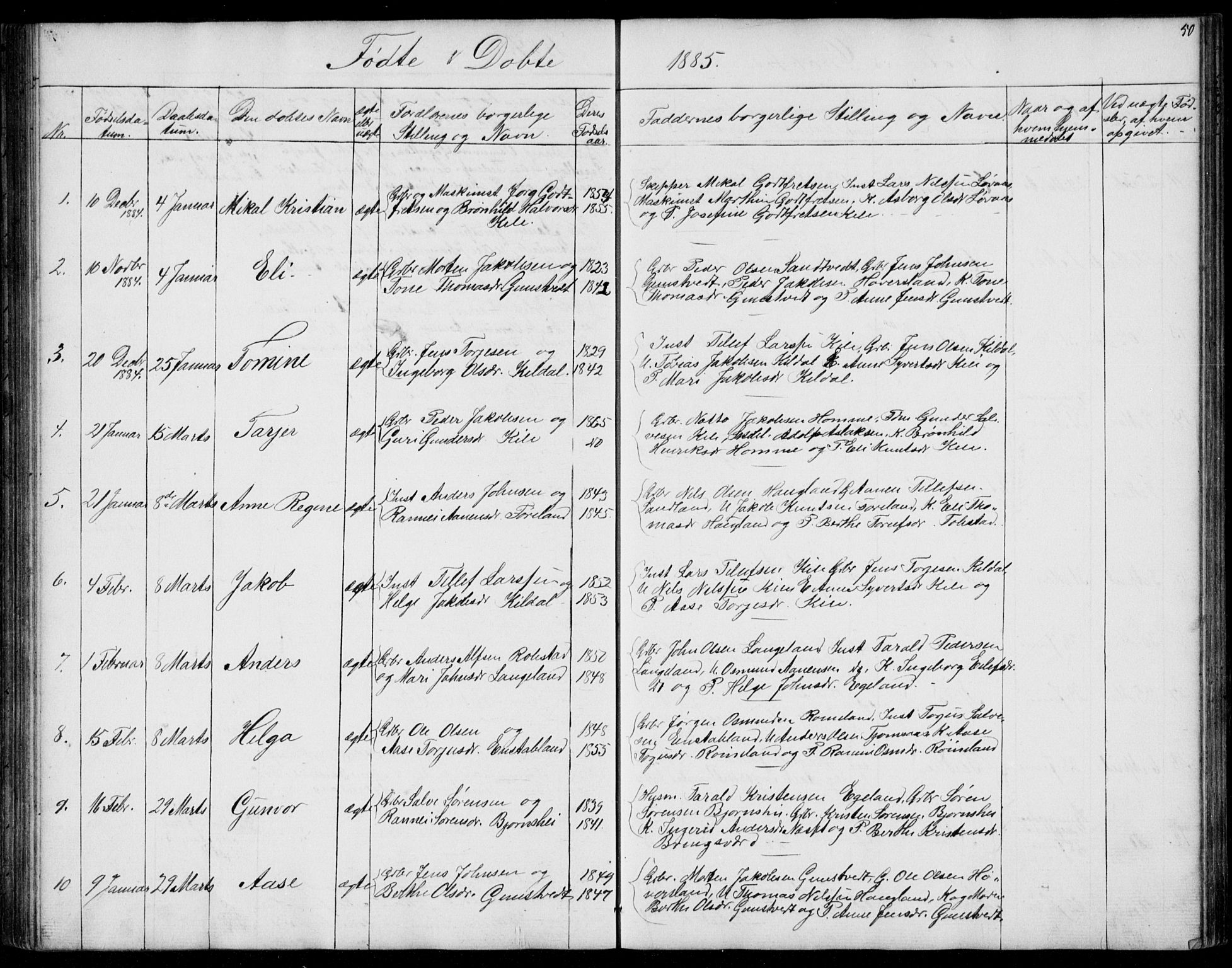 Vennesla sokneprestkontor, SAK/1111-0045/Fb/Fba/L0002: Parish register (copy) no. B 2, 1859-1889, p. 50
