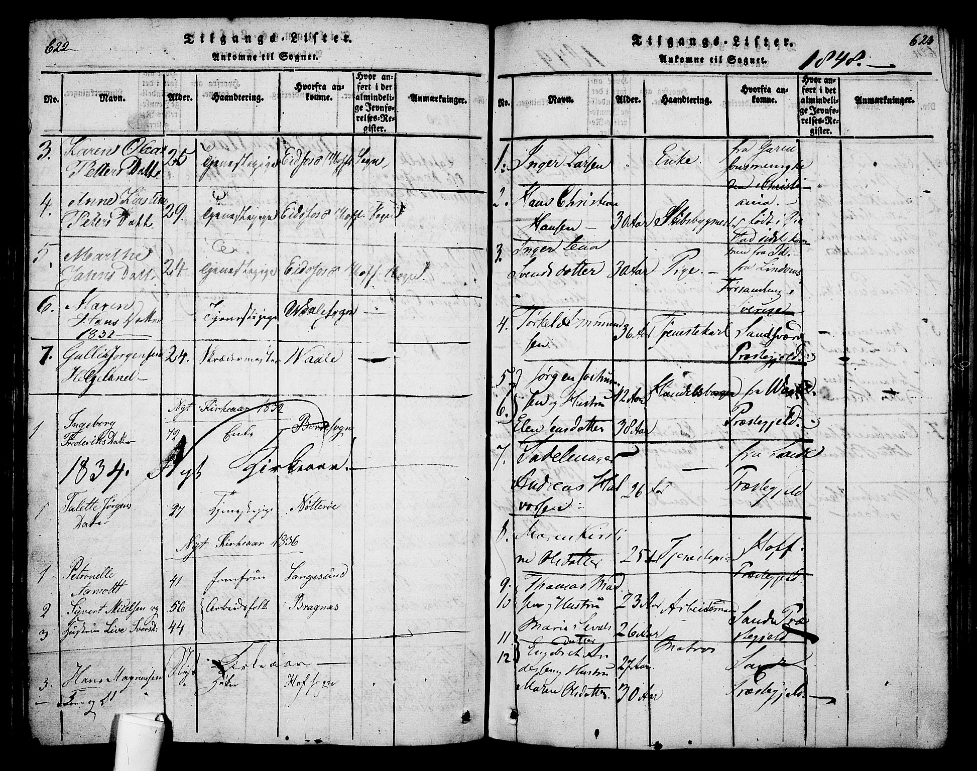 Holmestrand kirkebøker, AV/SAKO-A-346/G/Ga/L0001: Parish register (copy) no. 1, 1814-1848, p. 622-623