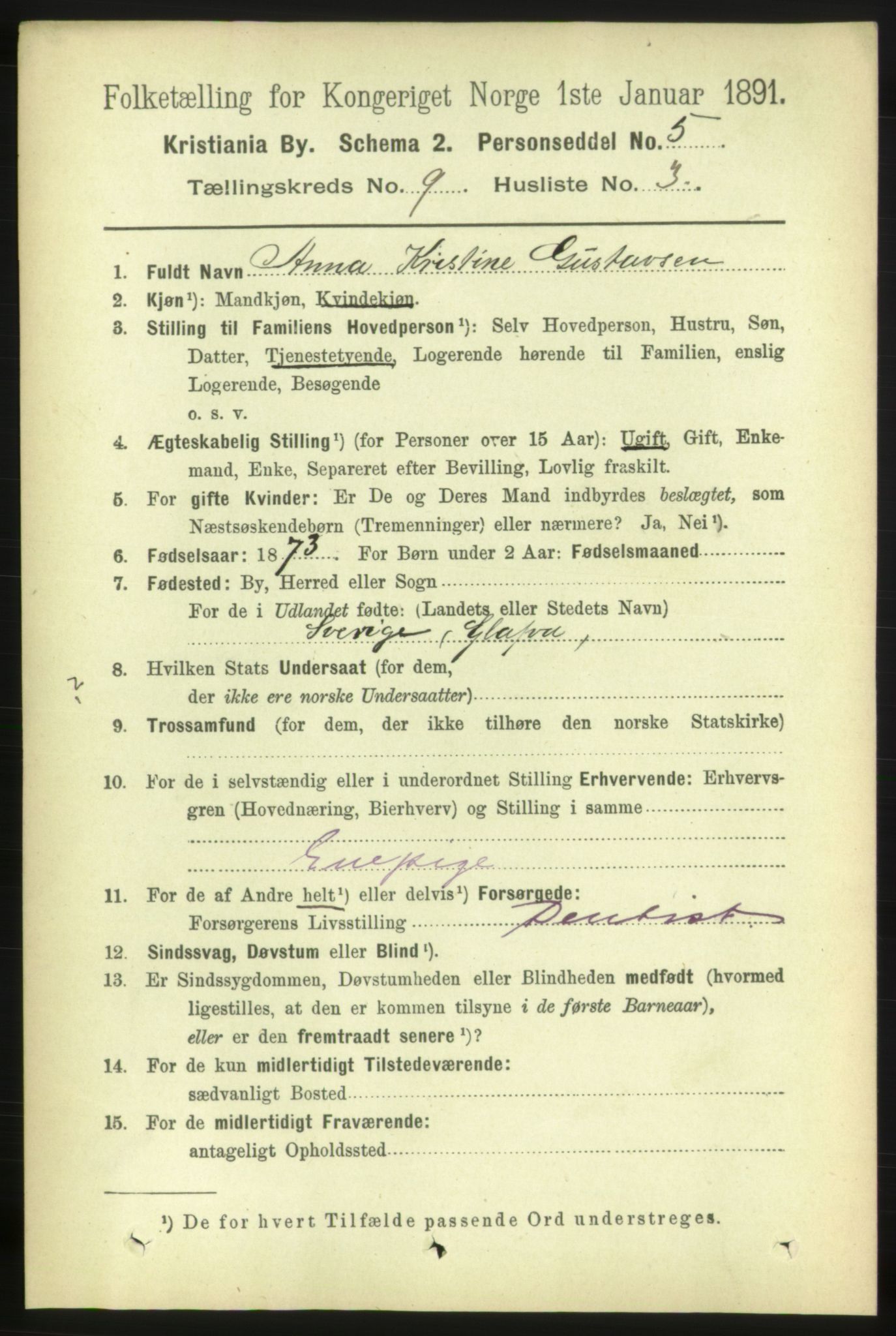 RA, 1891 census for 0301 Kristiania, 1891, p. 4022