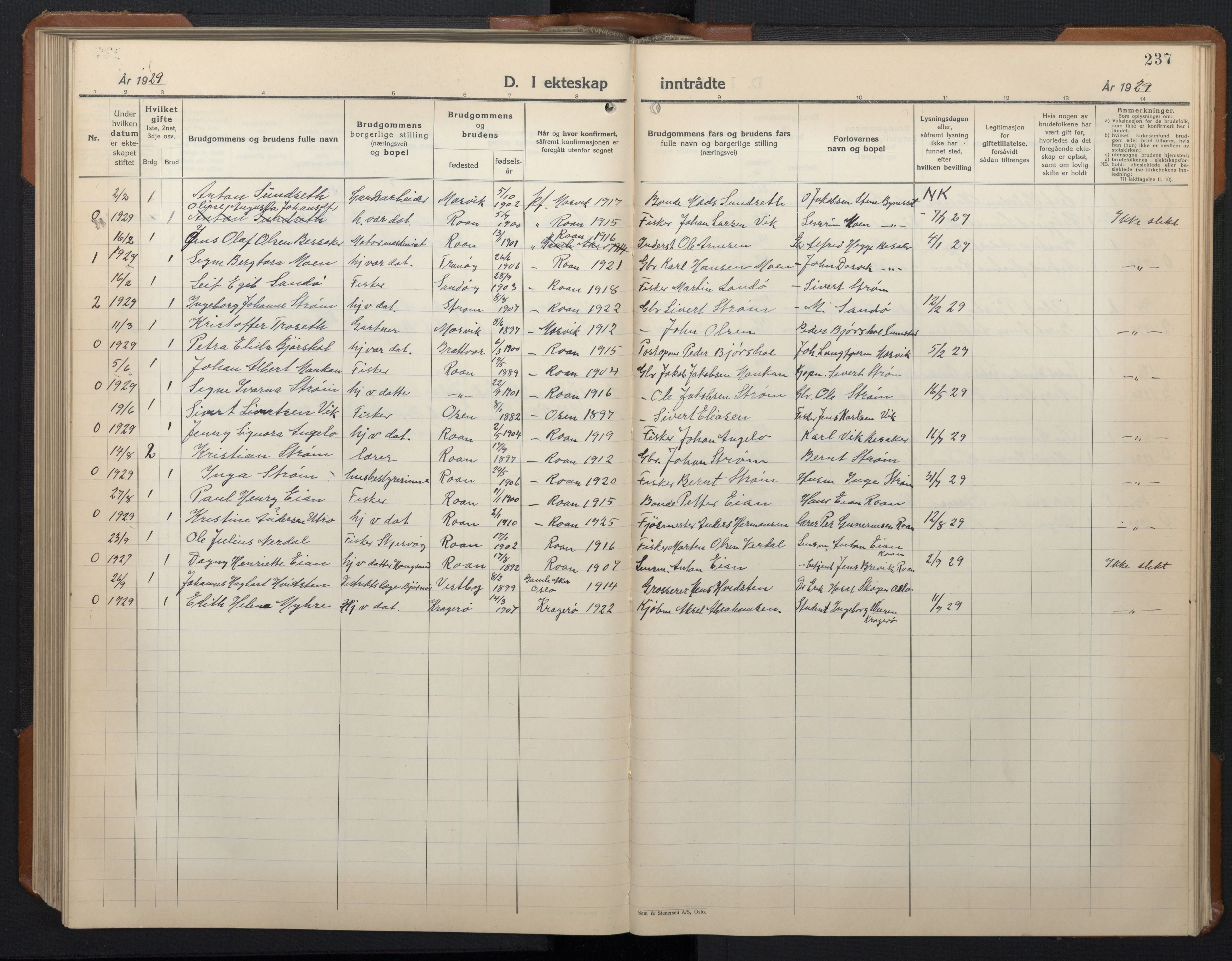 Ministerialprotokoller, klokkerbøker og fødselsregistre - Sør-Trøndelag, SAT/A-1456/657/L0718: Parish register (copy) no. 657C05, 1923-1948, p. 237