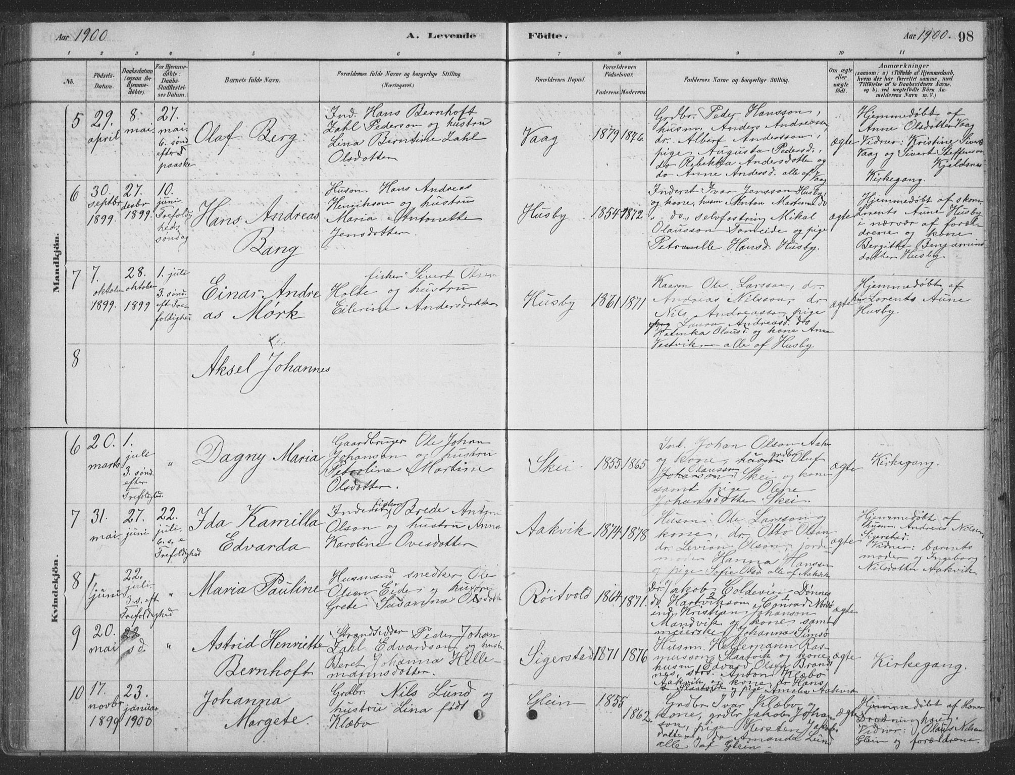 Ministerialprotokoller, klokkerbøker og fødselsregistre - Nordland, AV/SAT-A-1459/835/L0532: Parish register (copy) no. 835C04, 1880-1905, p. 98