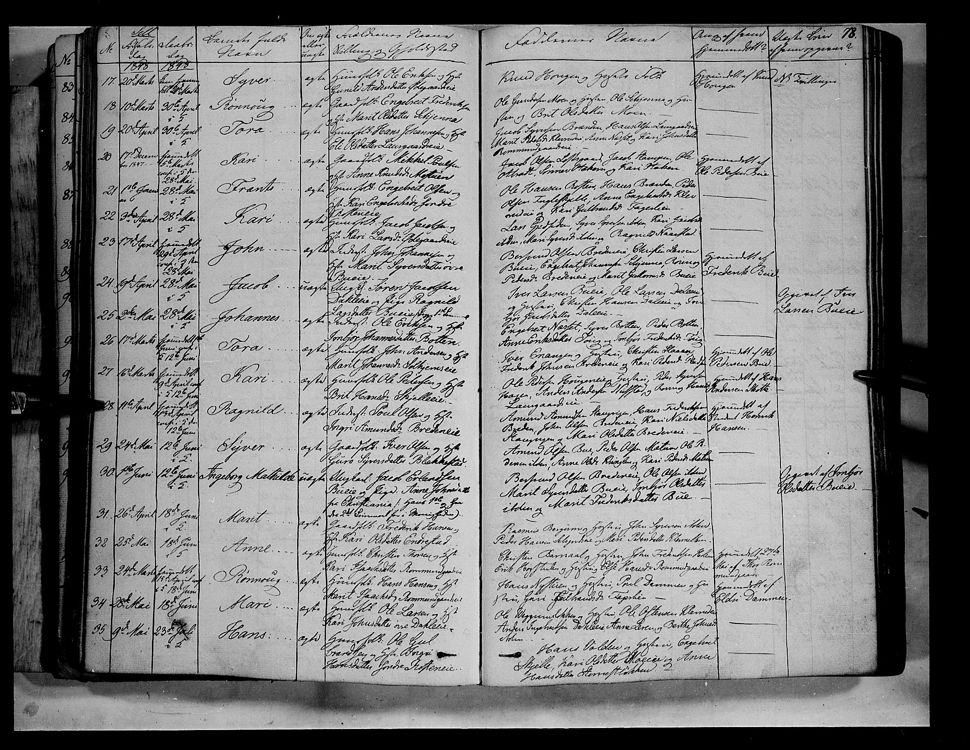Vågå prestekontor, SAH/PREST-076/H/Ha/Haa/L0005: Parish register (official) no. 5 /3, 1842-1856, p. 78
