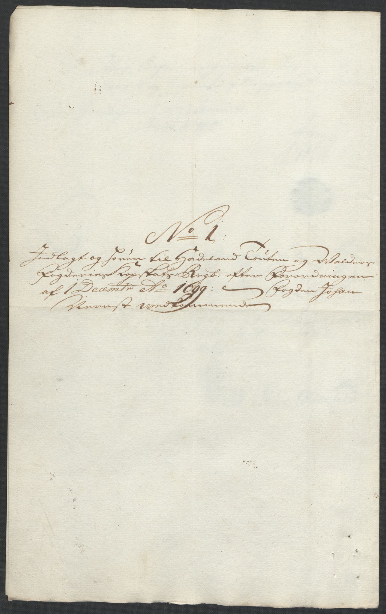 Rentekammeret inntil 1814, Reviderte regnskaper, Fogderegnskap, AV/RA-EA-4092/R18/L1297: Fogderegnskap Hadeland, Toten og Valdres, 1699, p. 22