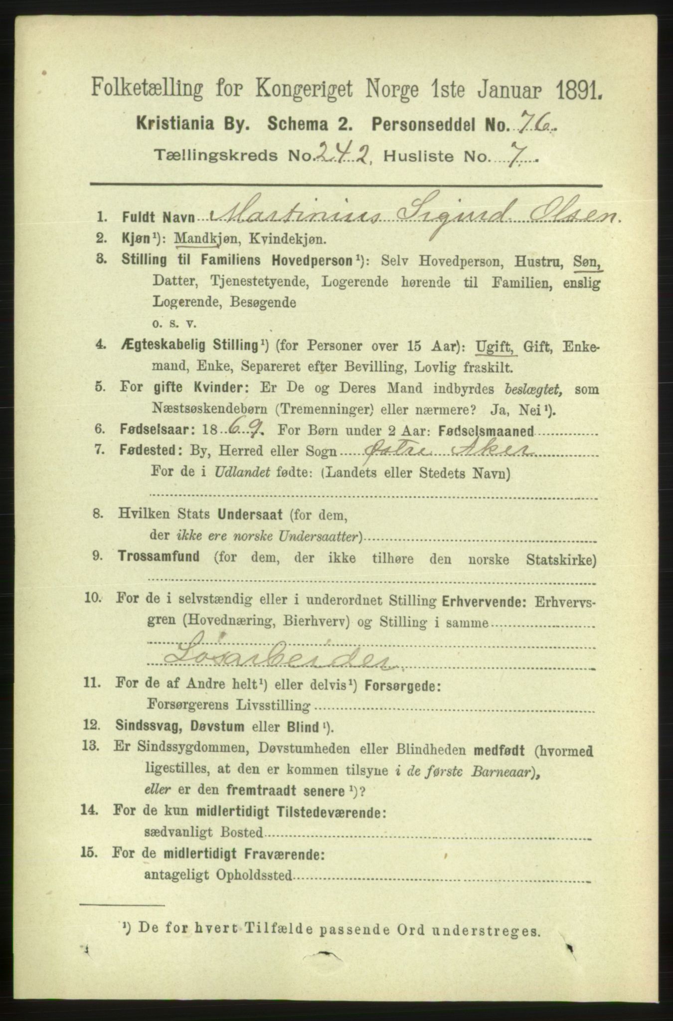 RA, 1891 census for 0301 Kristiania, 1891, p. 147255