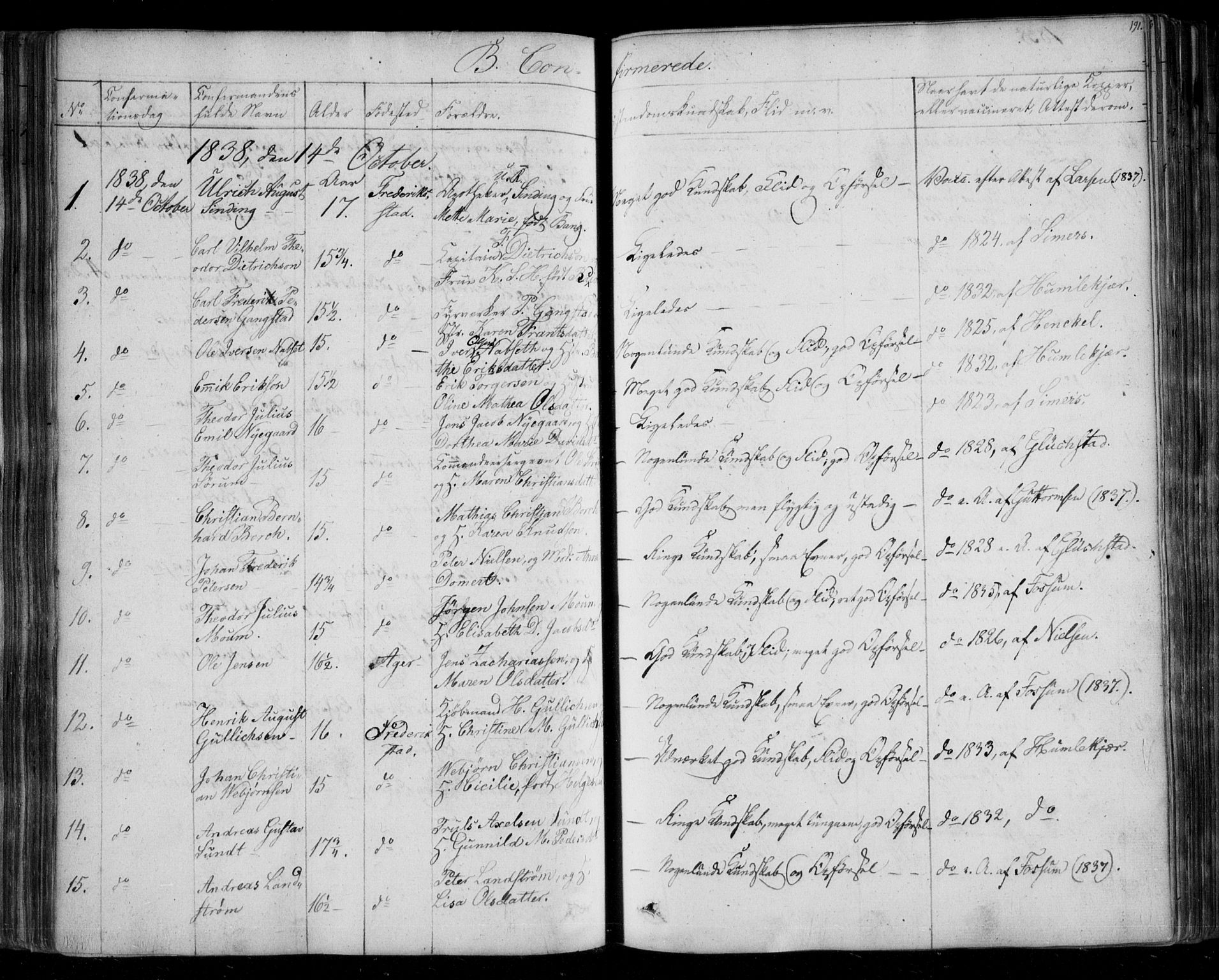 Fredrikstad prestekontor Kirkebøker, SAO/A-11082/F/Fa/L0005: Parish register (official) no. 5, 1835-1856, p. 191