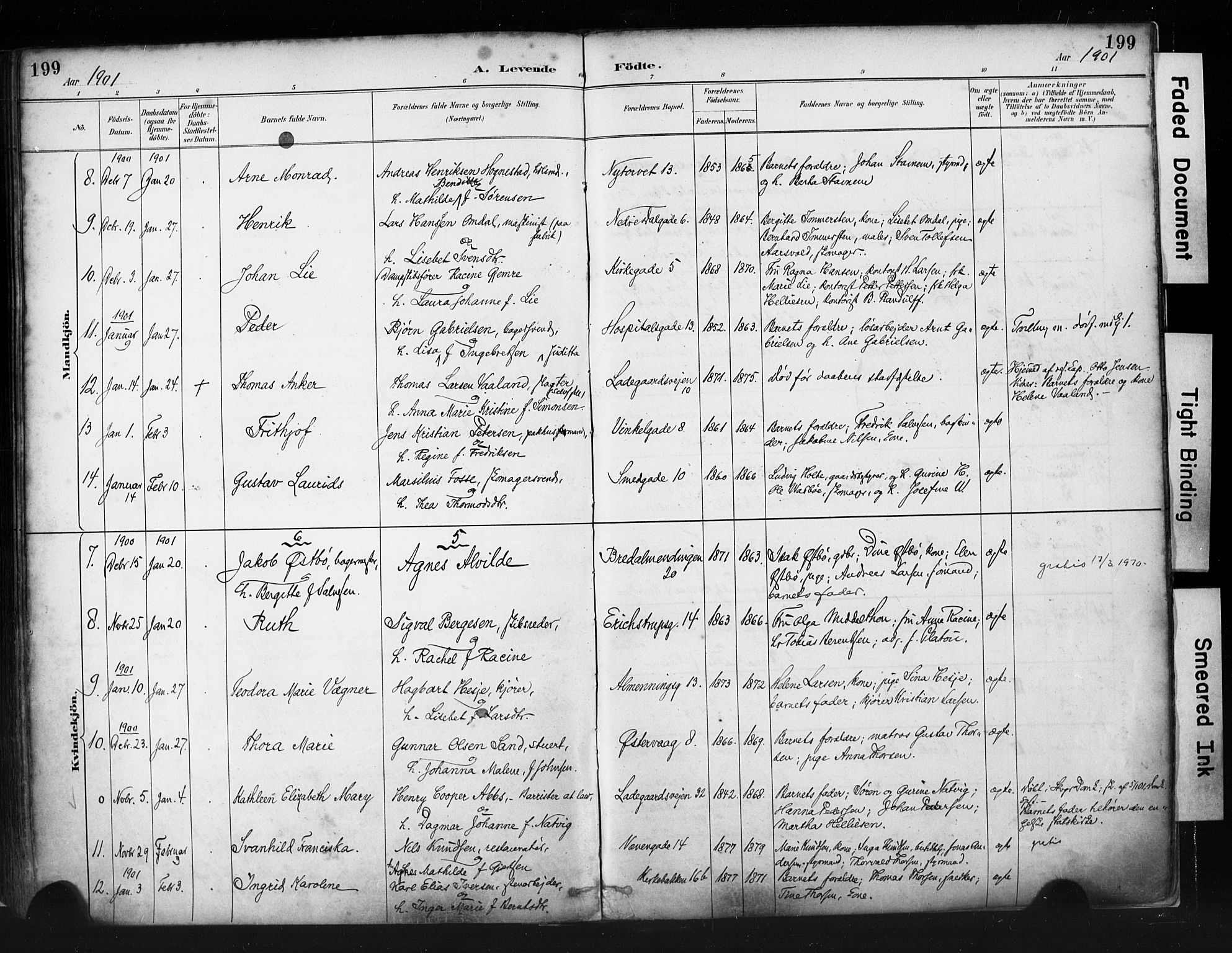 St. Petri sokneprestkontor, AV/SAST-A-101813/001/30/30BA/L0019: Parish register (official) no. A 20, 1888-1901, p. 199
