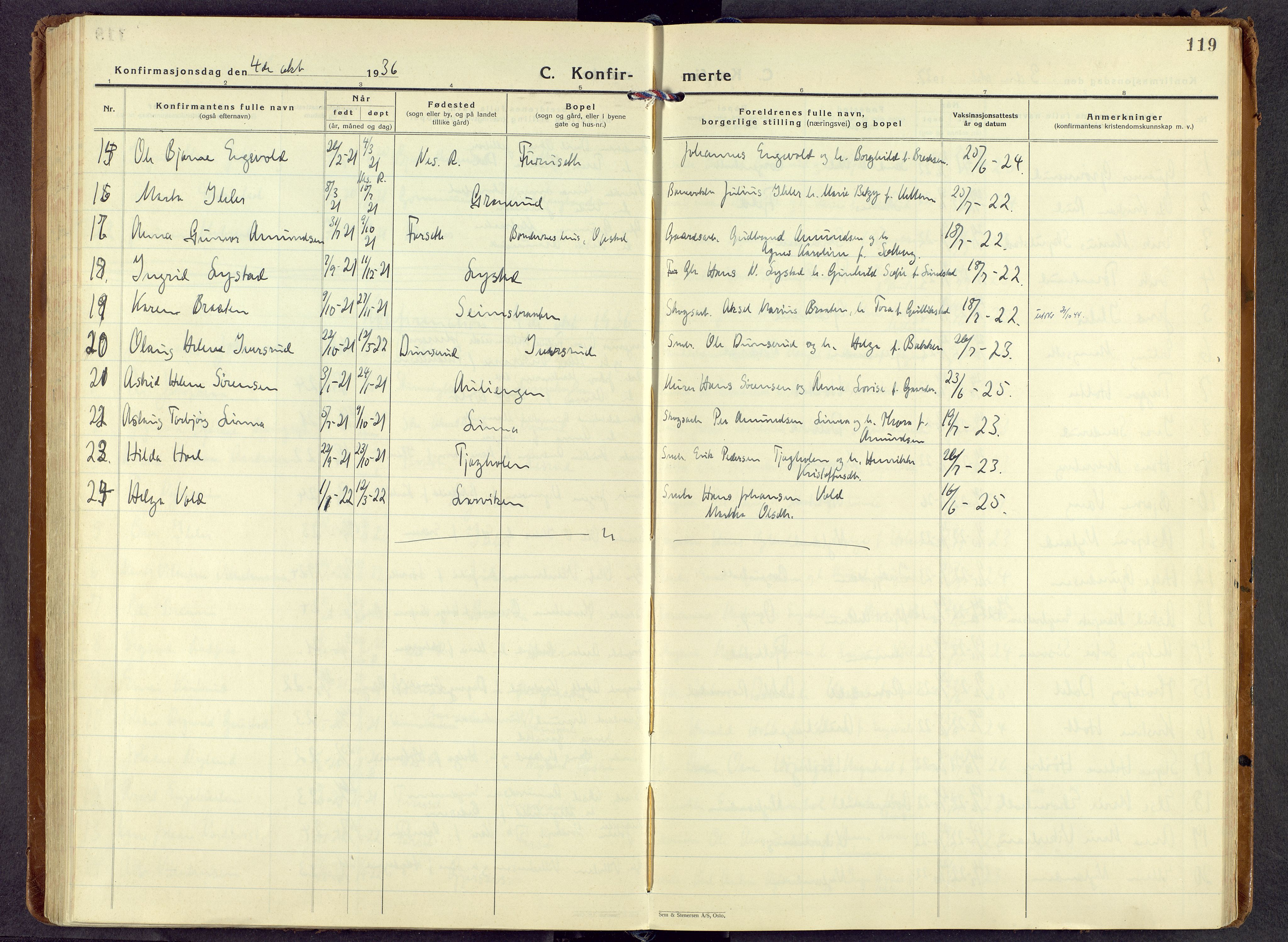 Sør-Odal prestekontor, AV/SAH-PREST-030/H/Ha/Haa/L0017: Parish register (official) no. 17, 1927-1980, p. 119