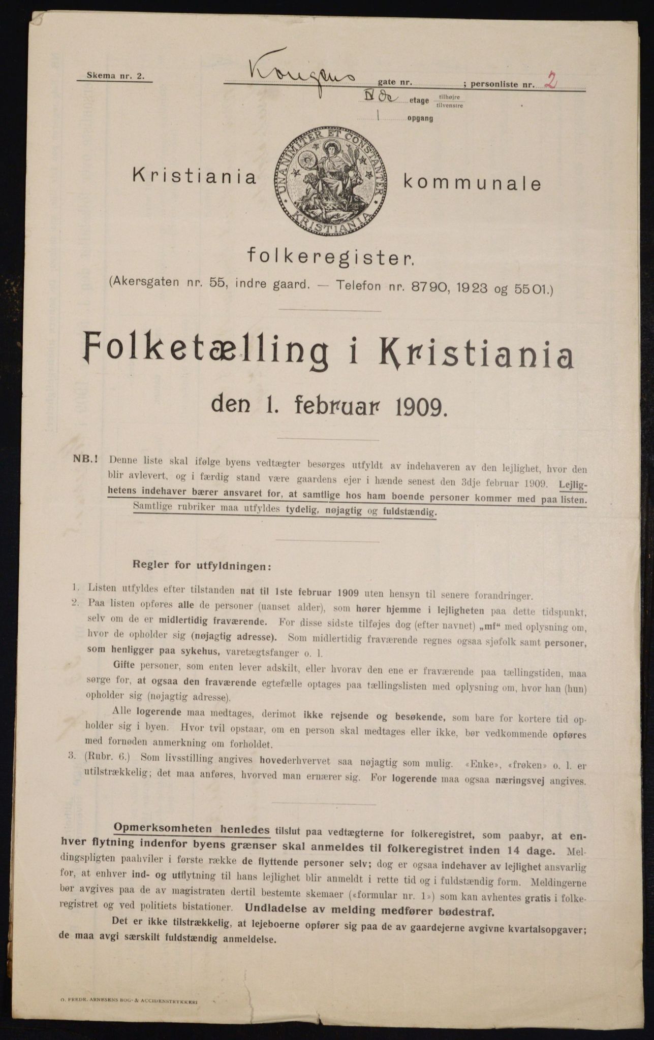 OBA, Municipal Census 1909 for Kristiania, 1909, p. 48315