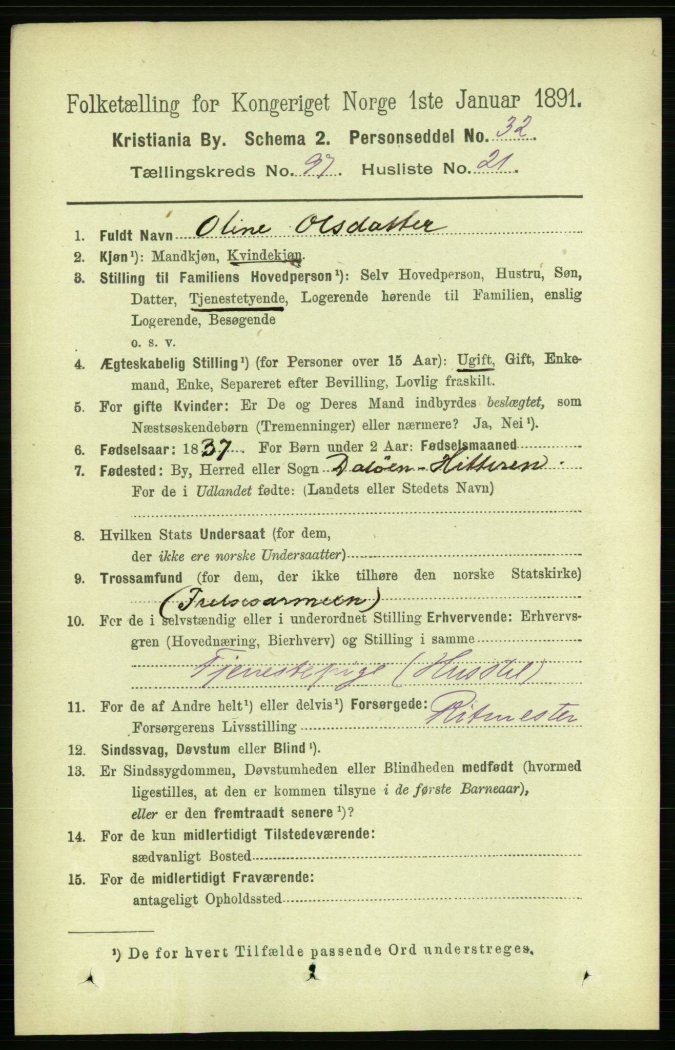 RA, 1891 census for 0301 Kristiania, 1891, p. 47533