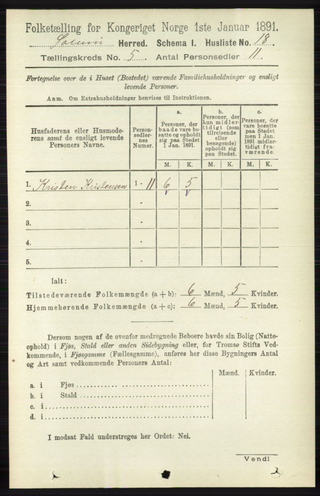 RA, 1891 census for 0818 Solum, 1891, p. 815