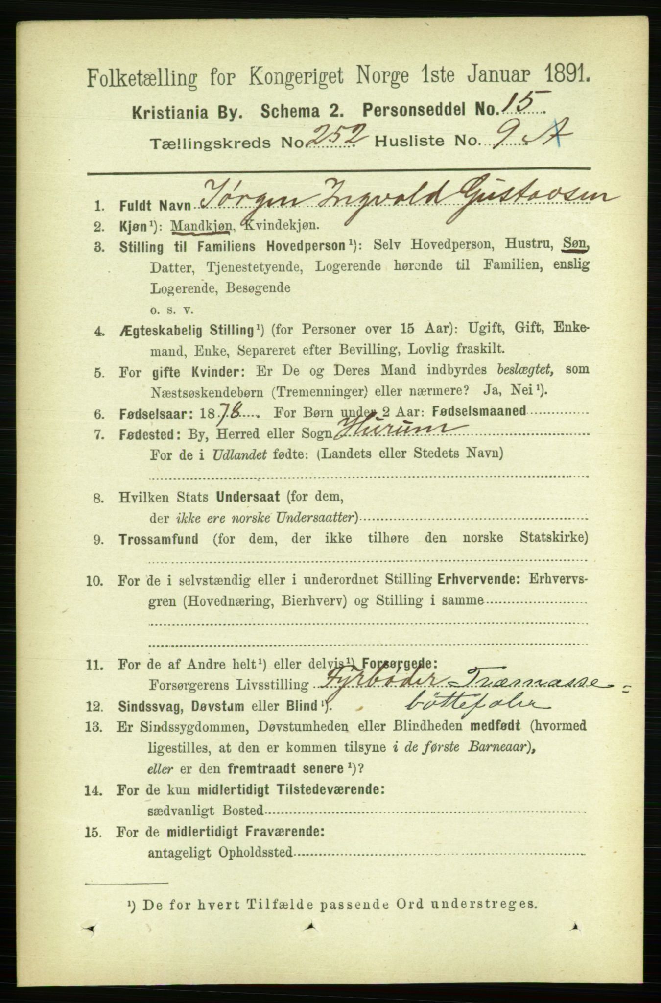 RA, 1891 census for 0301 Kristiania, 1891, p. 153480
