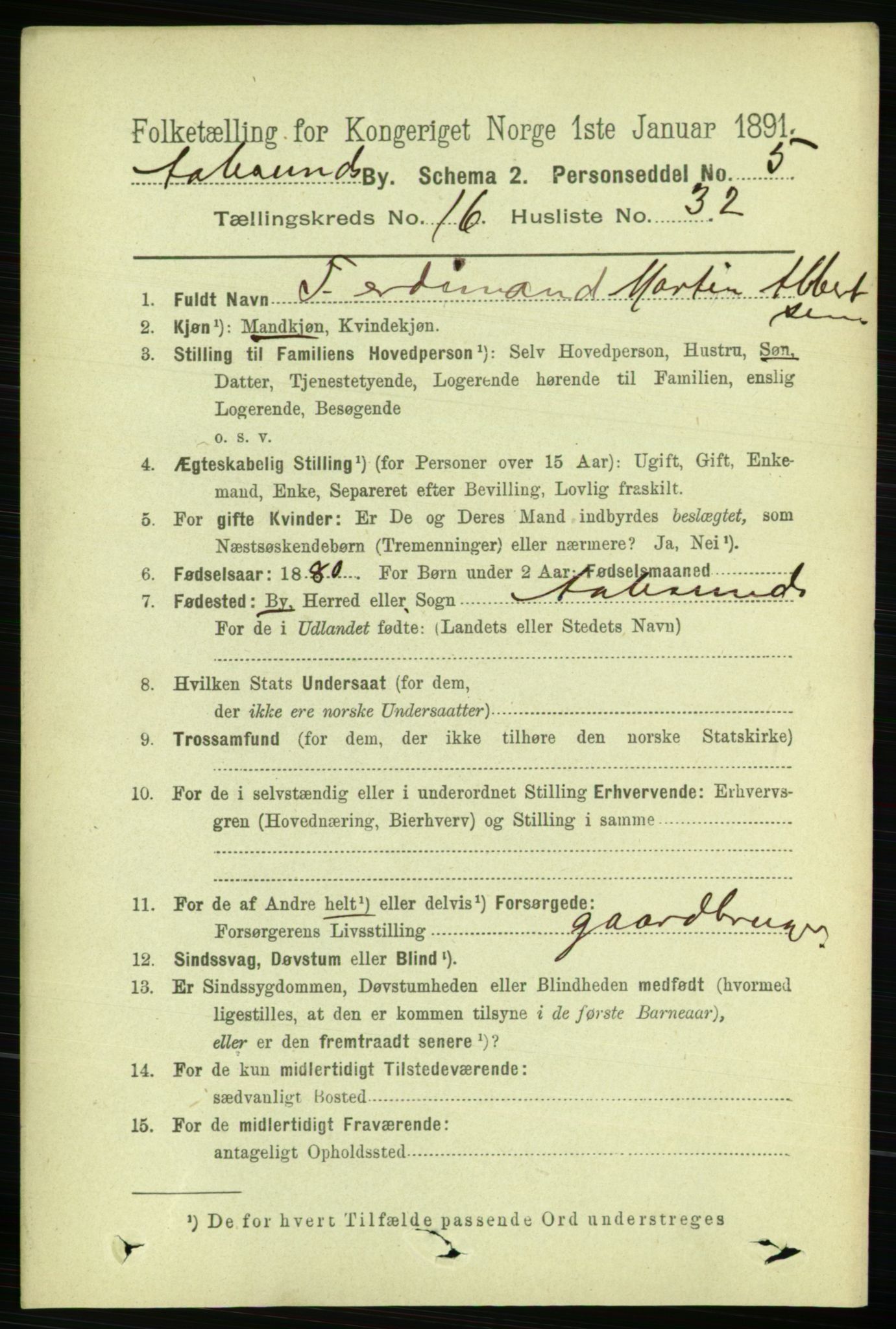 RA, 1891 census for 1501 Ålesund, 1891, p. 9880