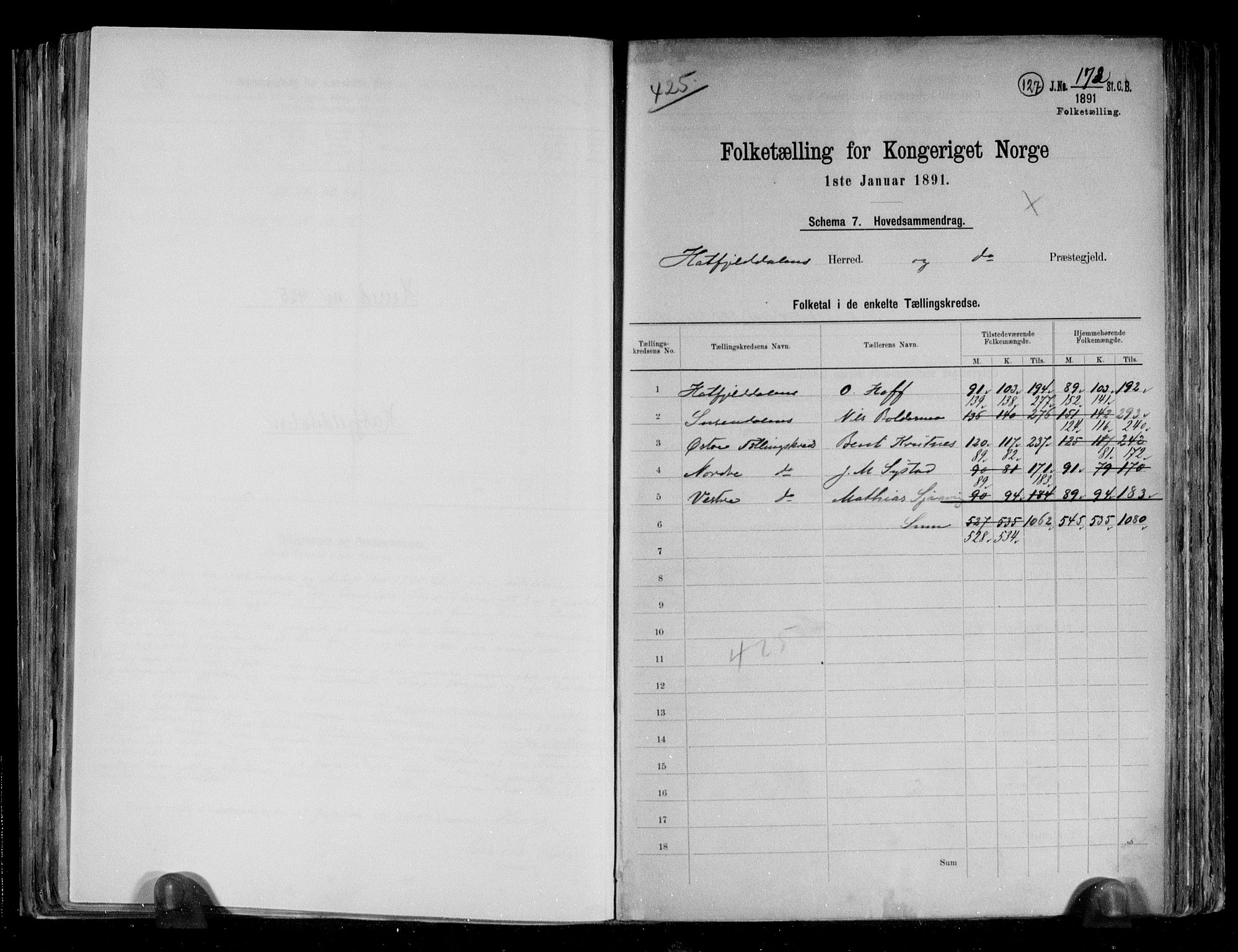 RA, 1891 census for 1826 Hattfjelldal, 1891, p. 2