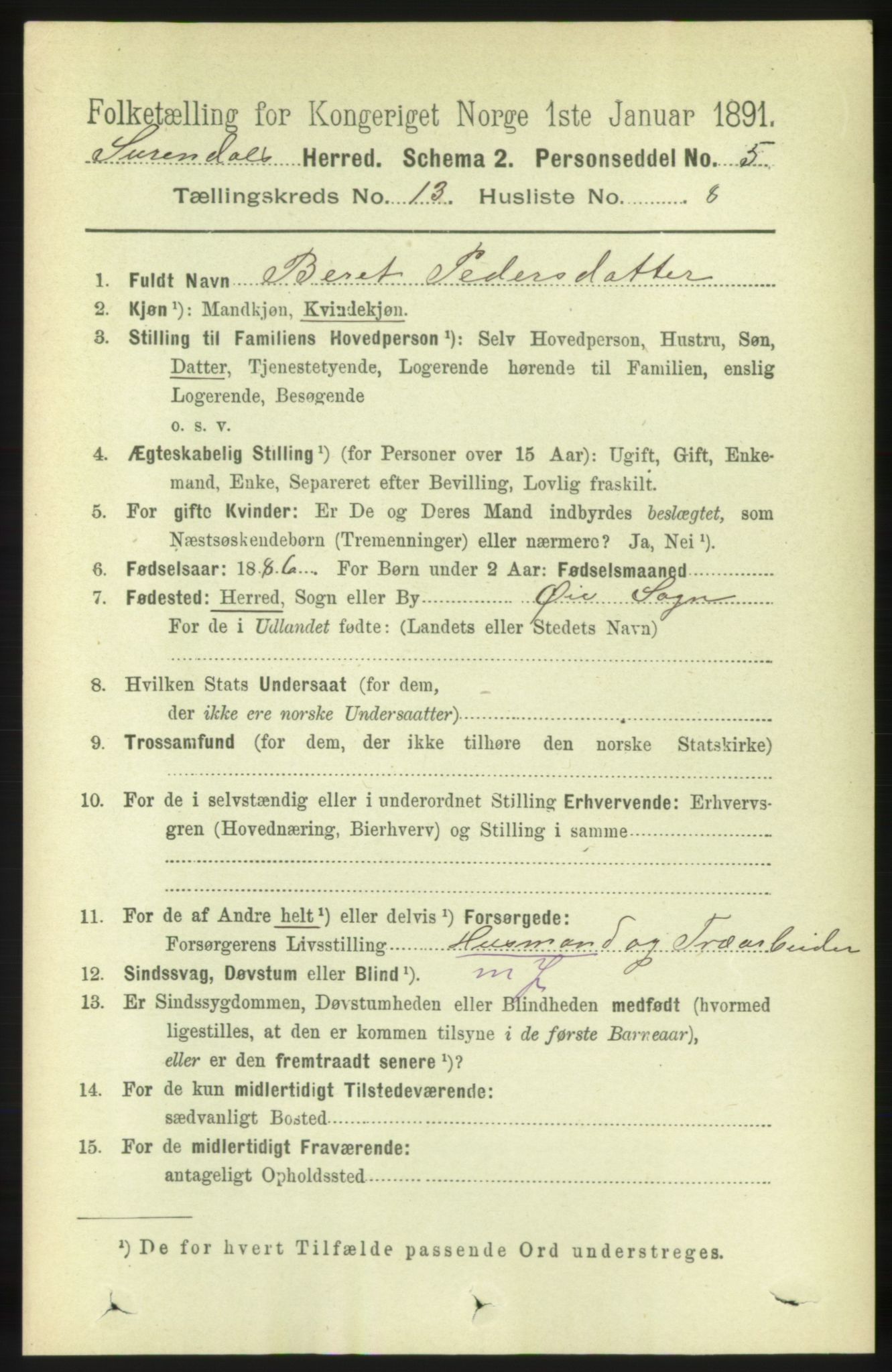 RA, 1891 census for 1566 Surnadal, 1891, p. 3220