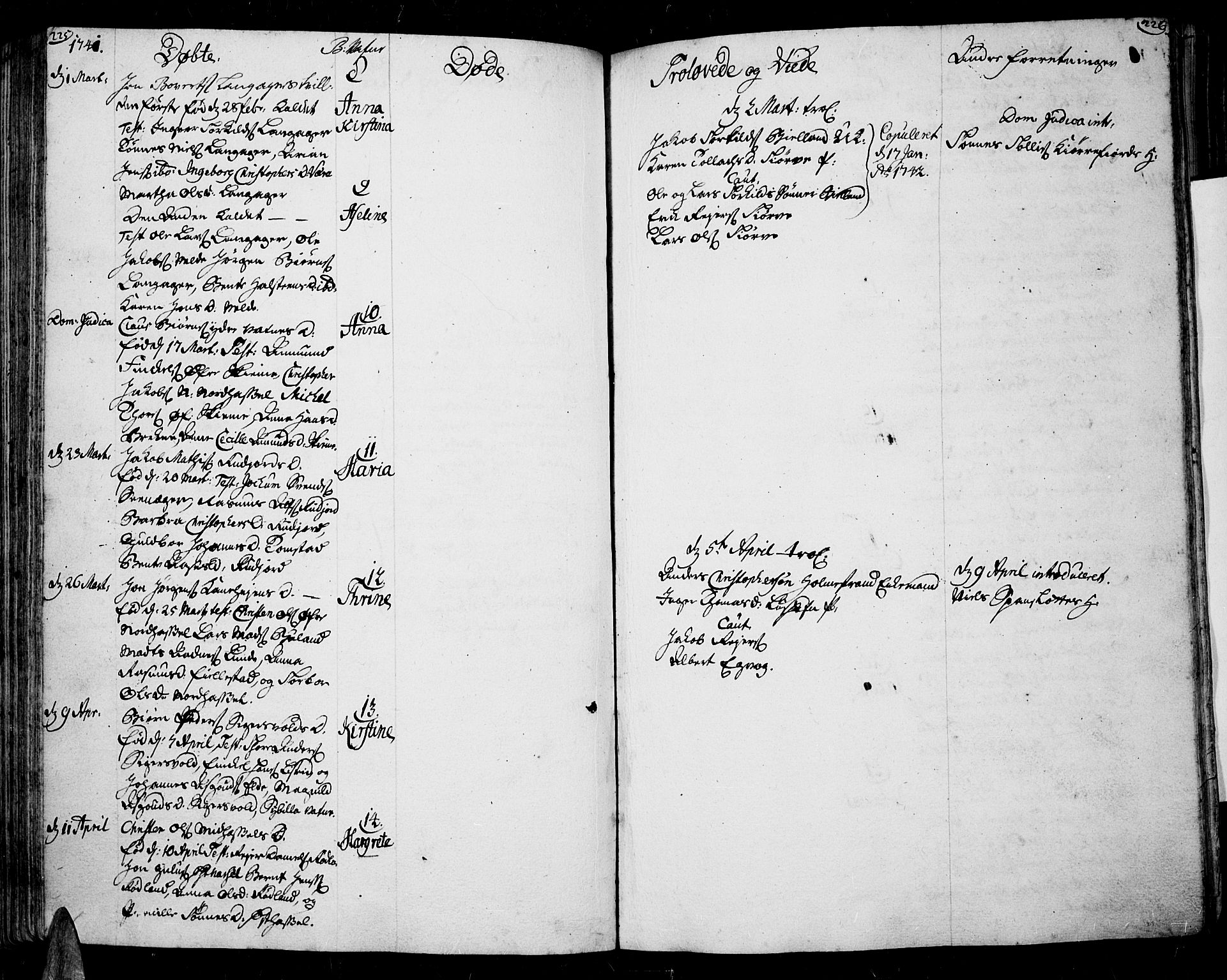 Lista sokneprestkontor, AV/SAK-1111-0027/F/Fa/L0002: Parish register (official) no. A 2 /1, 1726-1742, p. 225-226