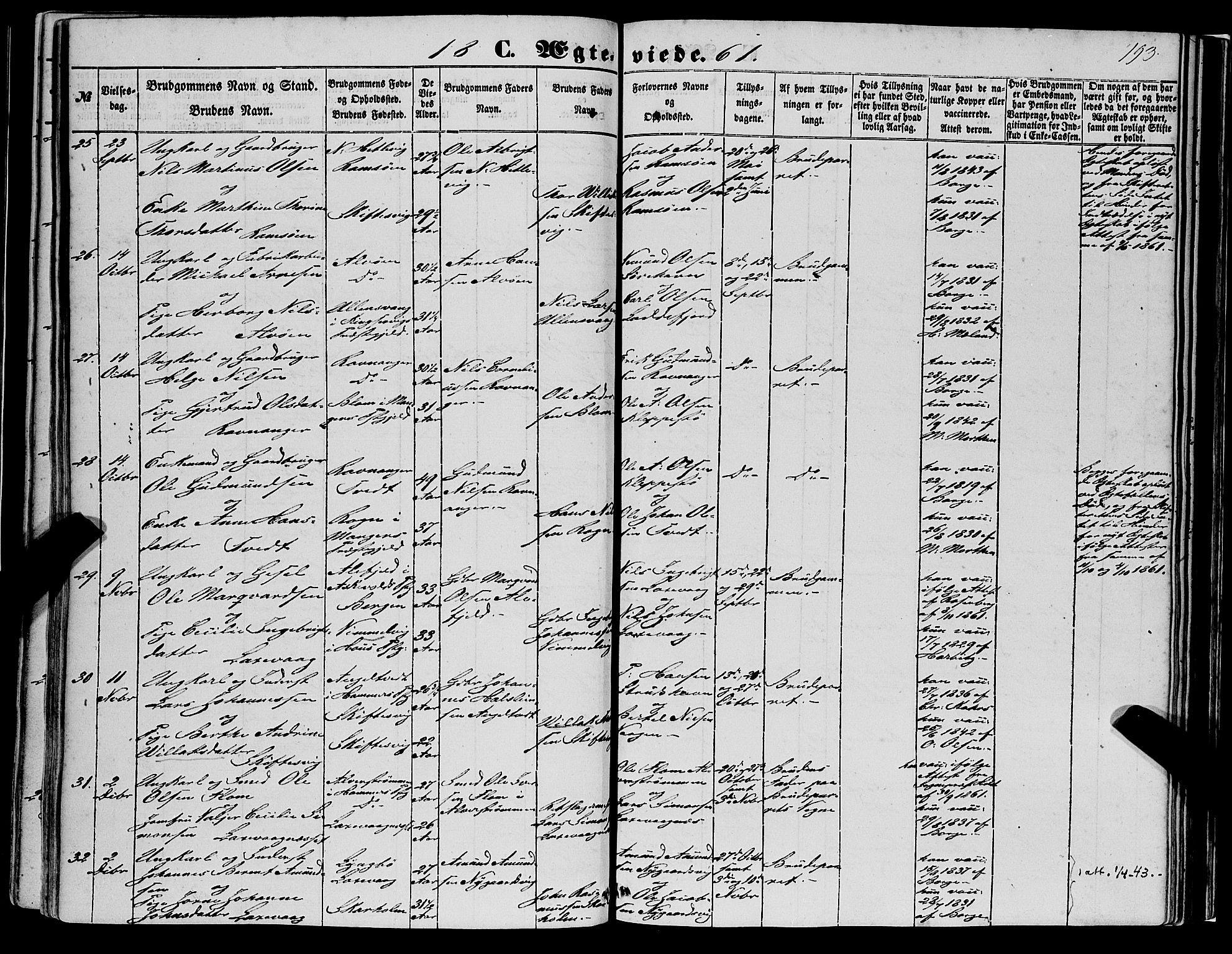 Askøy Sokneprestembete, AV/SAB-A-74101/H/Ha/Haa/Haaa/L0008: Parish register (official) no. A 8, 1852-1862, p. 193