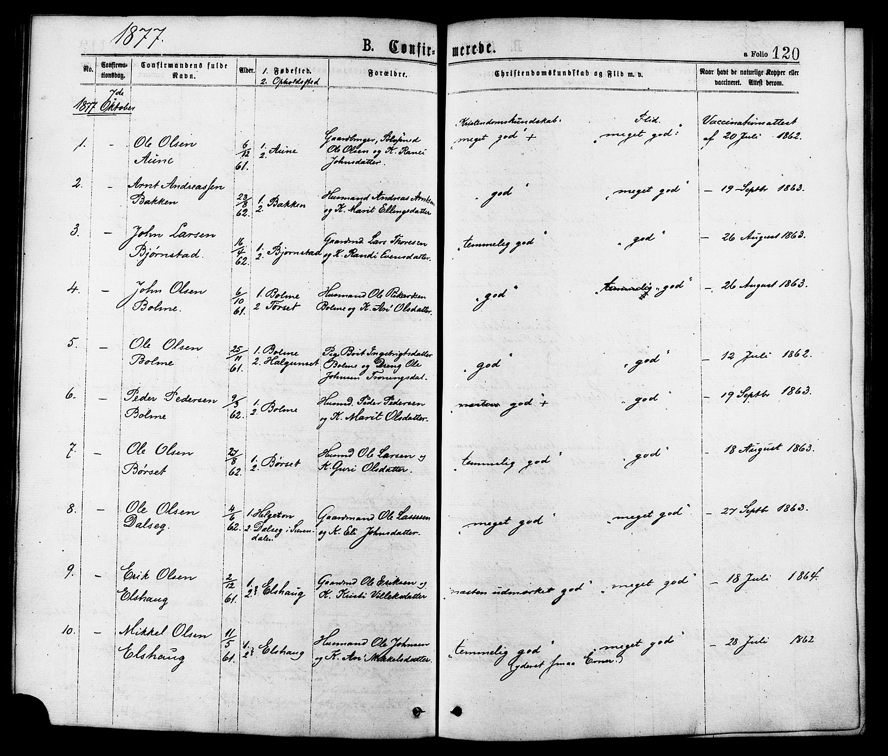 Ministerialprotokoller, klokkerbøker og fødselsregistre - Møre og Romsdal, AV/SAT-A-1454/598/L1068: Parish register (official) no. 598A02, 1872-1881, p. 120