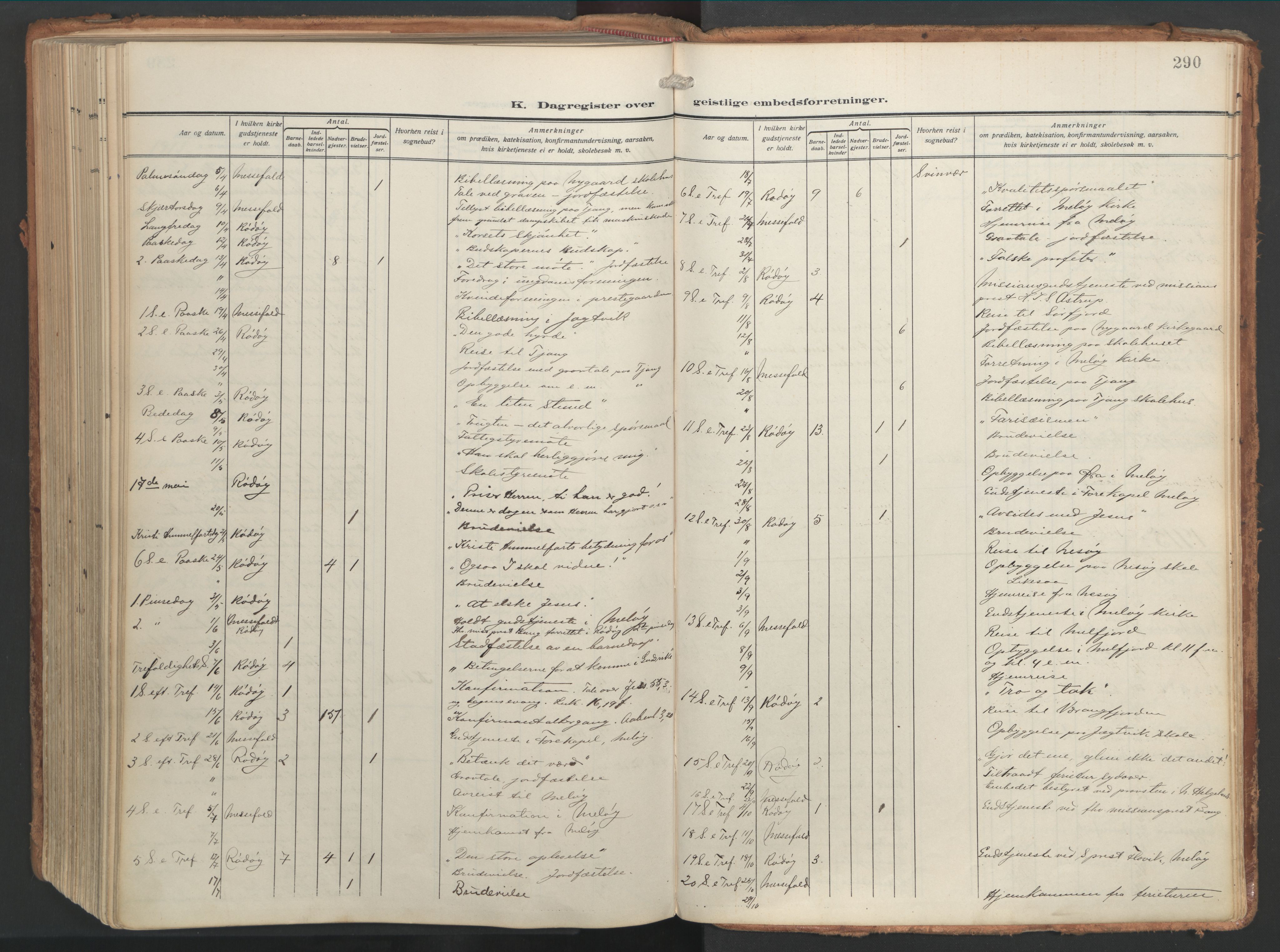 Ministerialprotokoller, klokkerbøker og fødselsregistre - Nordland, SAT/A-1459/841/L0614: Parish register (official) no. 841A17, 1911-1925, p. 290