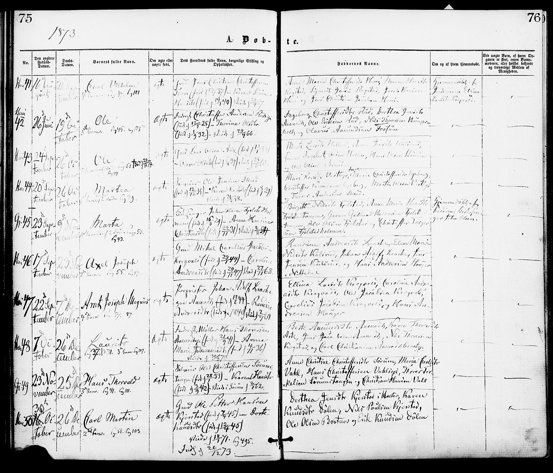 Gjerdrum prestekontor Kirkebøker, SAO/A-10412b/F/Fa/L0008: Parish register (official) no. I 8, 1867-1880, p. 75-76