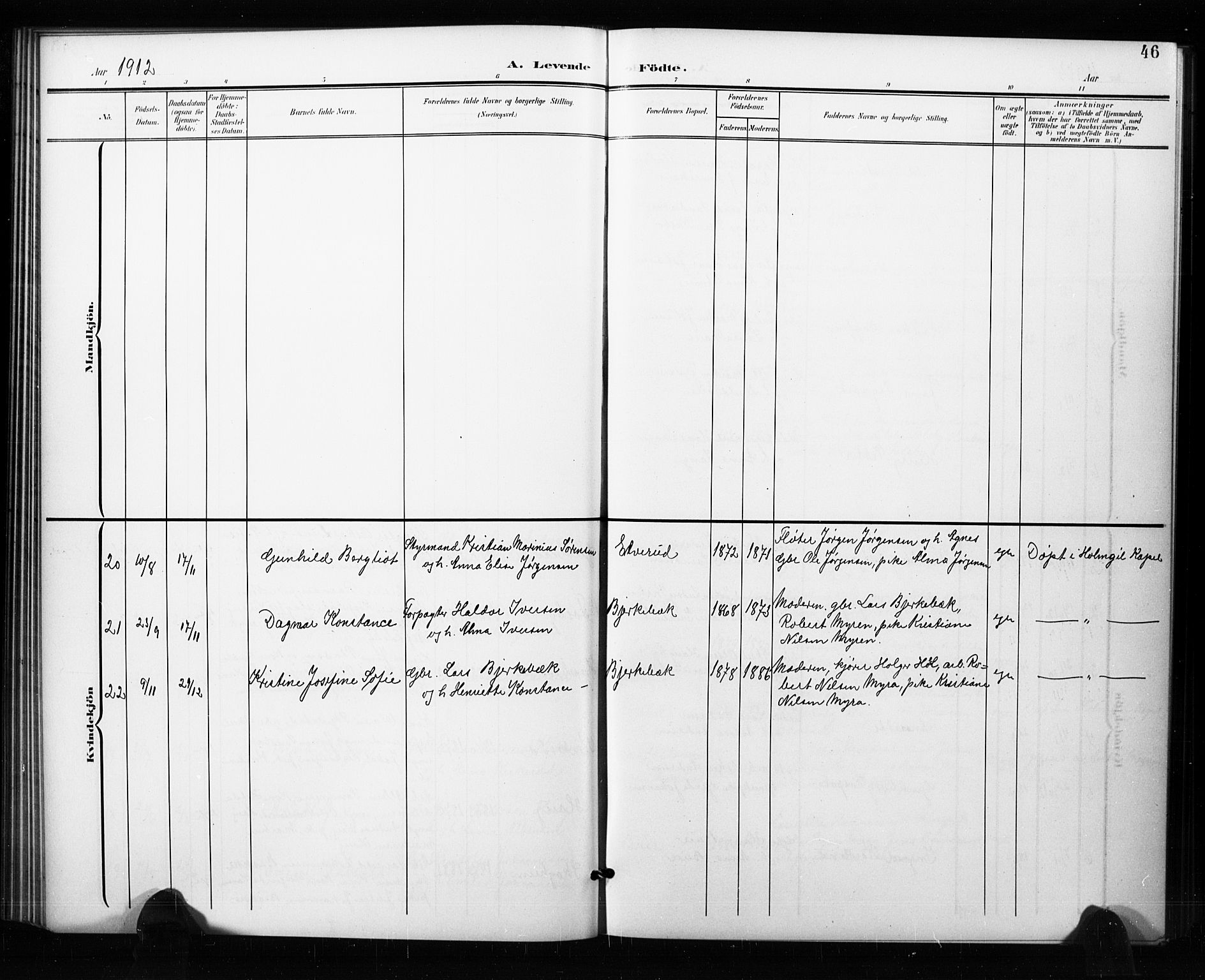 Aremark prestekontor Kirkebøker, AV/SAO-A-10899/G/Ga/L0002: Parish register (copy) no. I 2, 1901-1928, p. 46