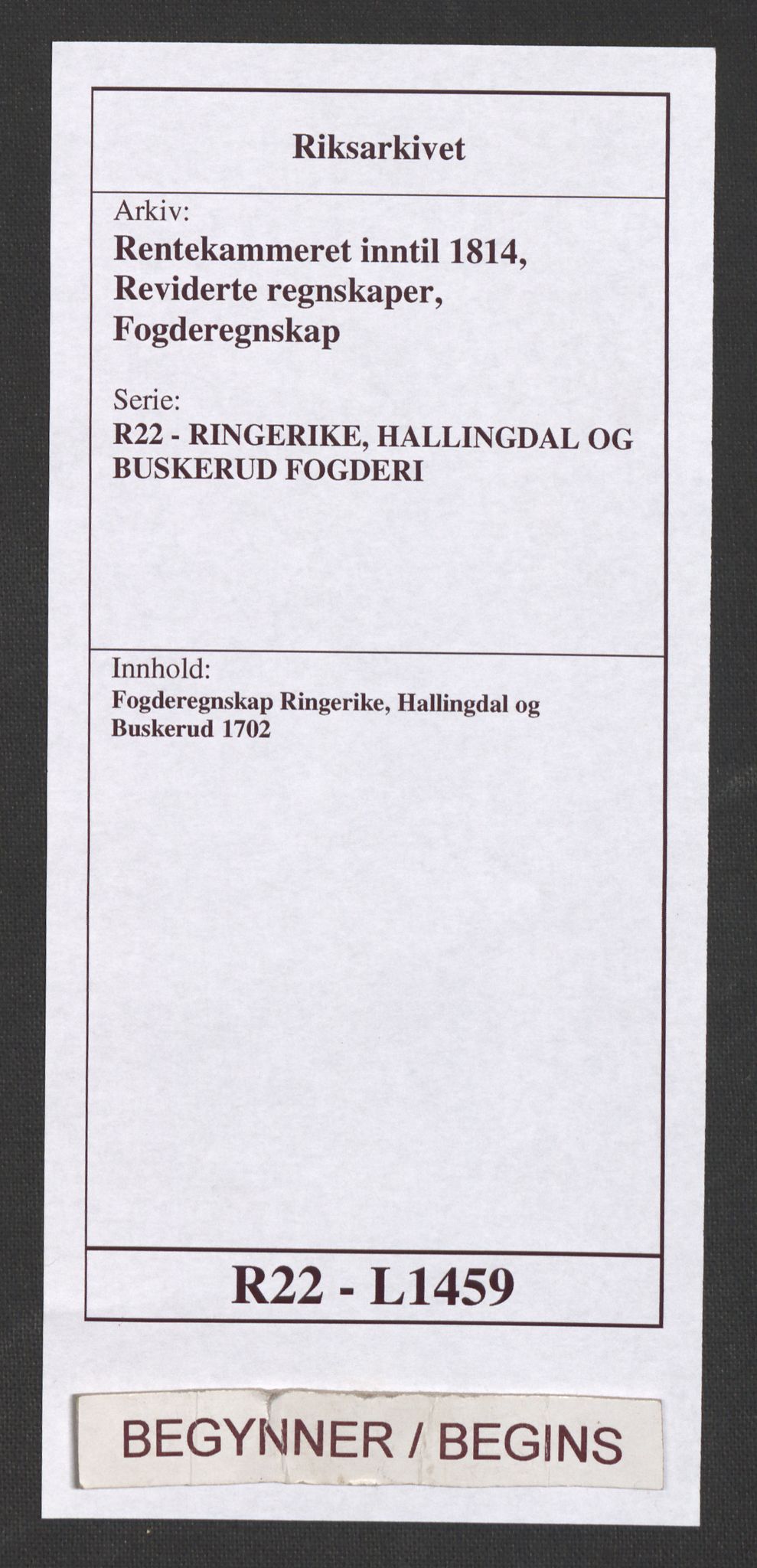 Rentekammeret inntil 1814, Reviderte regnskaper, Fogderegnskap, AV/RA-EA-4092/R22/L1459: Fogderegnskap Ringerike, Hallingdal og Buskerud, 1702, p. 1