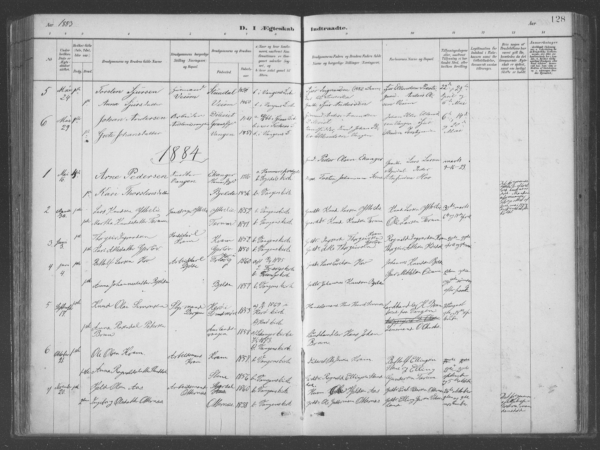 Aurland sokneprestembete, SAB/A-99937/H/Ha/Hab/L0001: Parish register (official) no. B  1, 1880-1909, p. 128