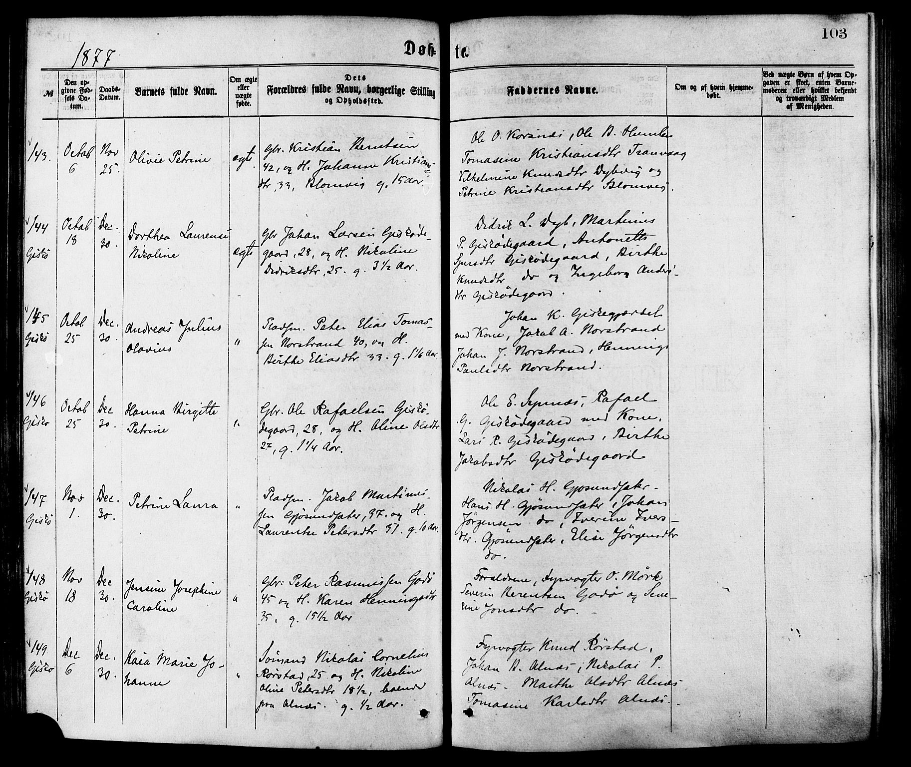 Ministerialprotokoller, klokkerbøker og fødselsregistre - Møre og Romsdal, AV/SAT-A-1454/528/L0400: Parish register (official) no. 528A11, 1871-1879, p. 103