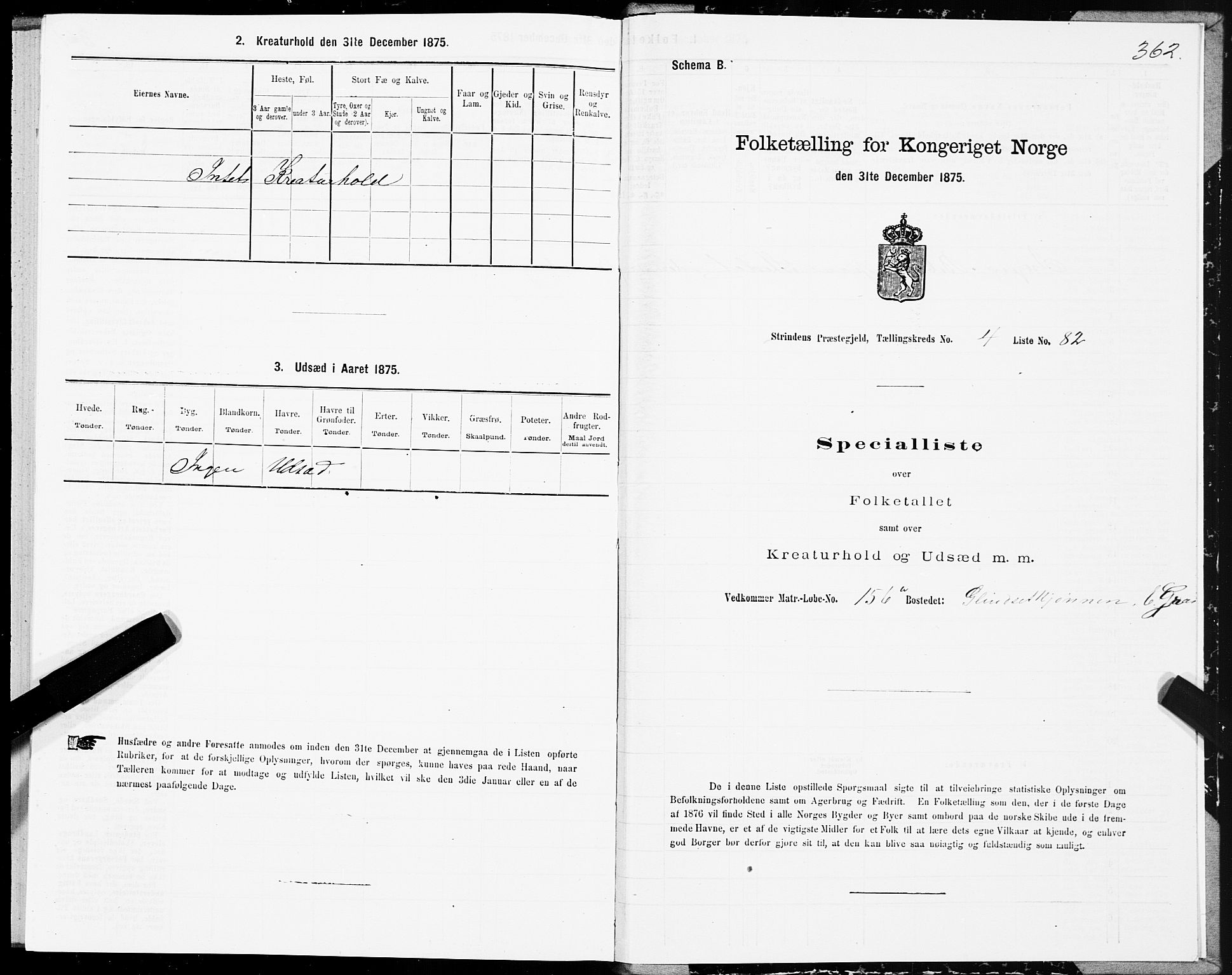 SAT, 1875 census for 1660P Strinda, 1875, p. 2362