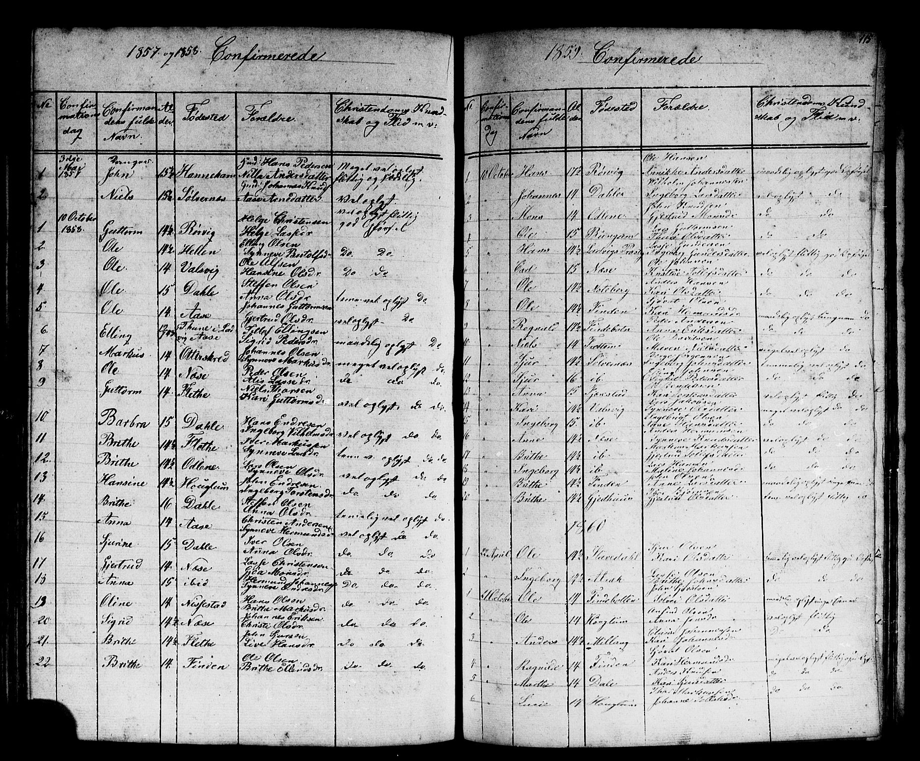 Vik sokneprestembete, SAB/A-81501: Parish register (copy) no. B 1, 1847-1877, p. 115